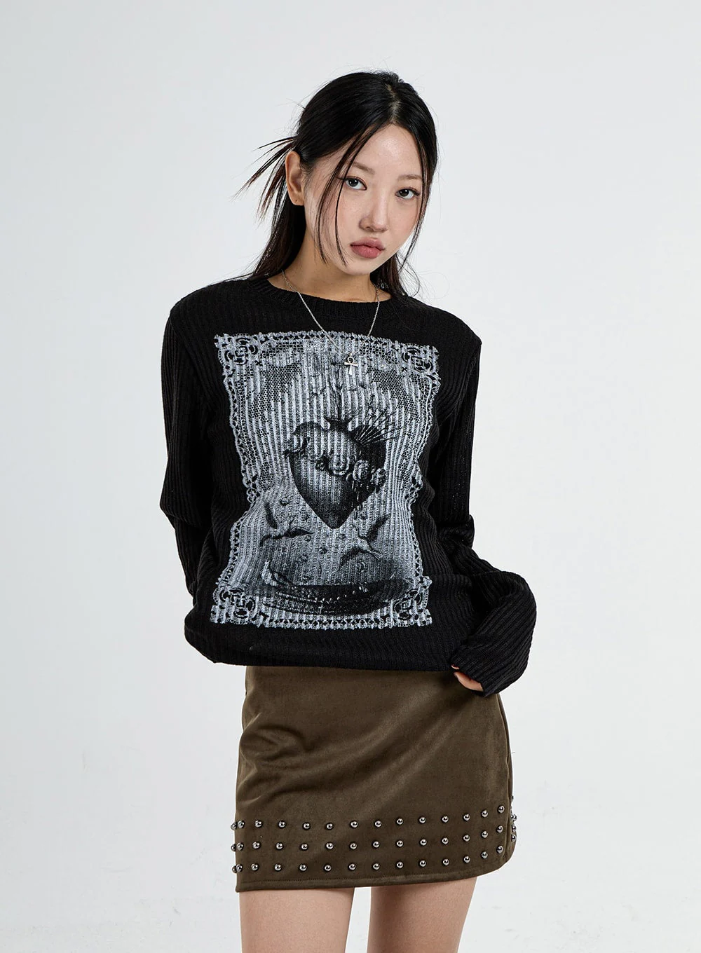 Round Neck Printed Knit CO07 - Image 9