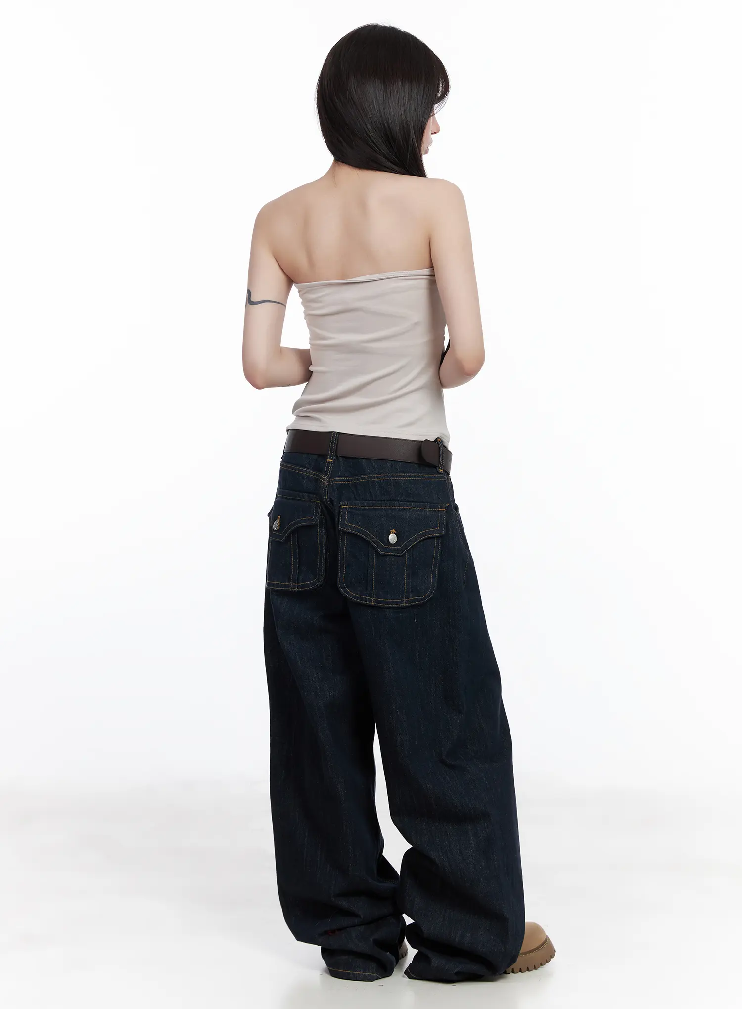 Rowyn Wide Leg Jeans with Pocket Detail CF523 - Image 7