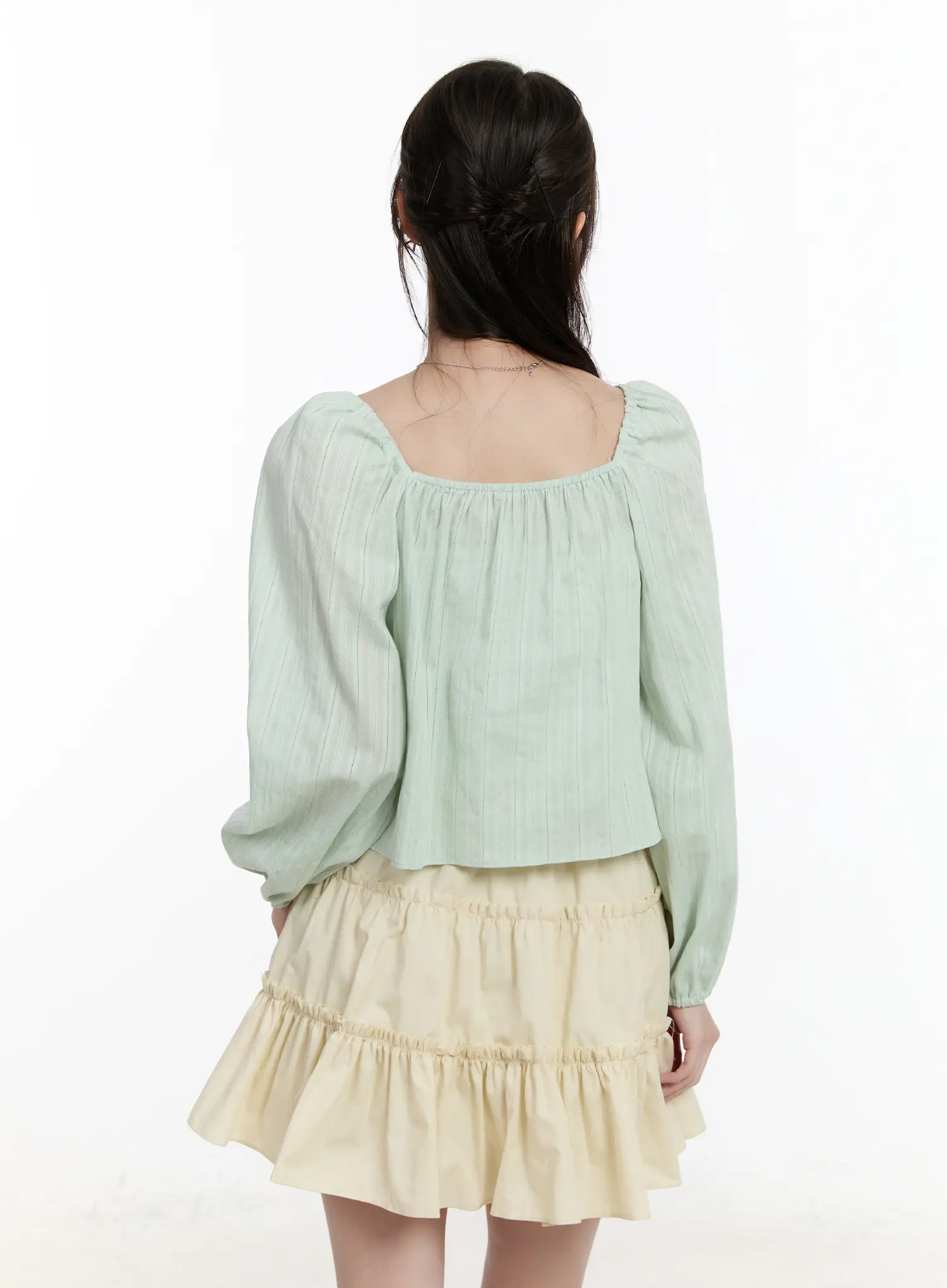 Ruffle Ribbon Puff Sleeve Blouse CM505 - Image 10