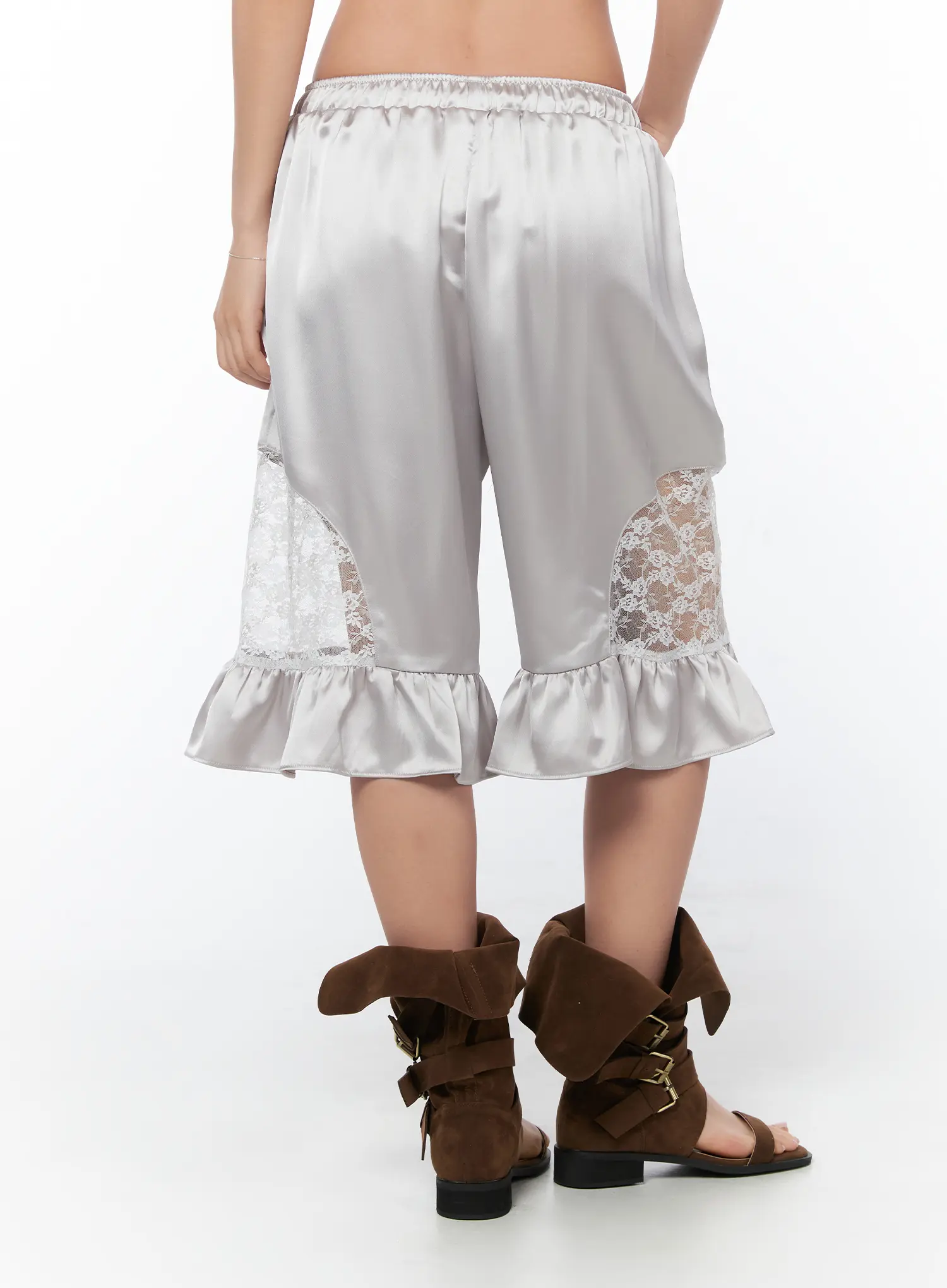Satin Ruffle Lace Shorts CY512 - Image 4