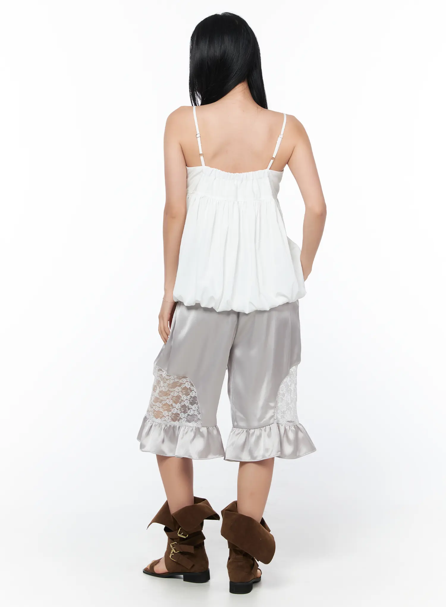 Satin Ruffle Lace Shorts CY512 - Image 7