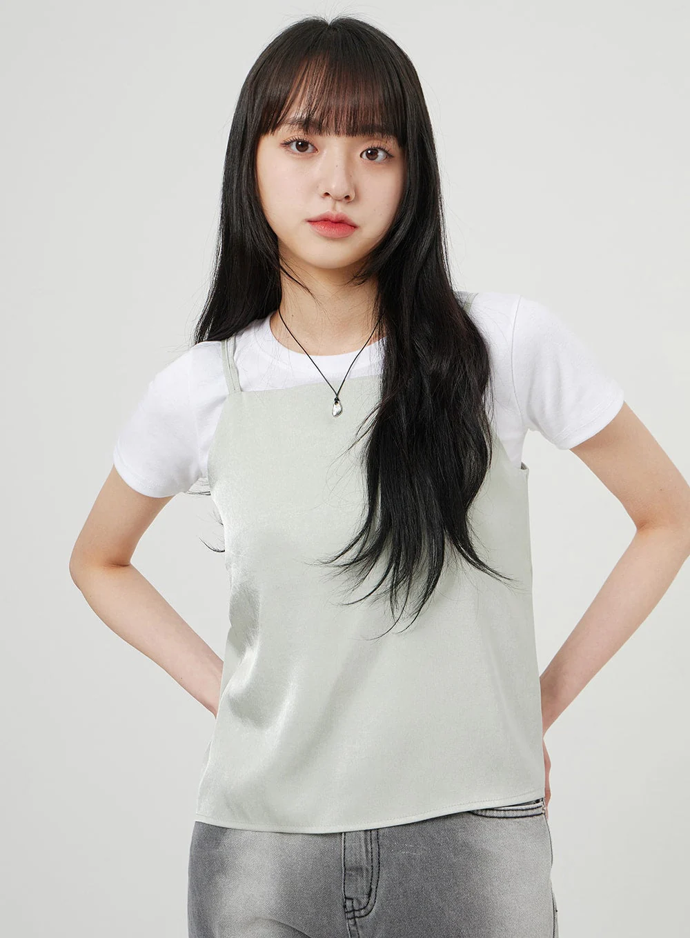 Satin Sleeveless Top OF327 - Image 5