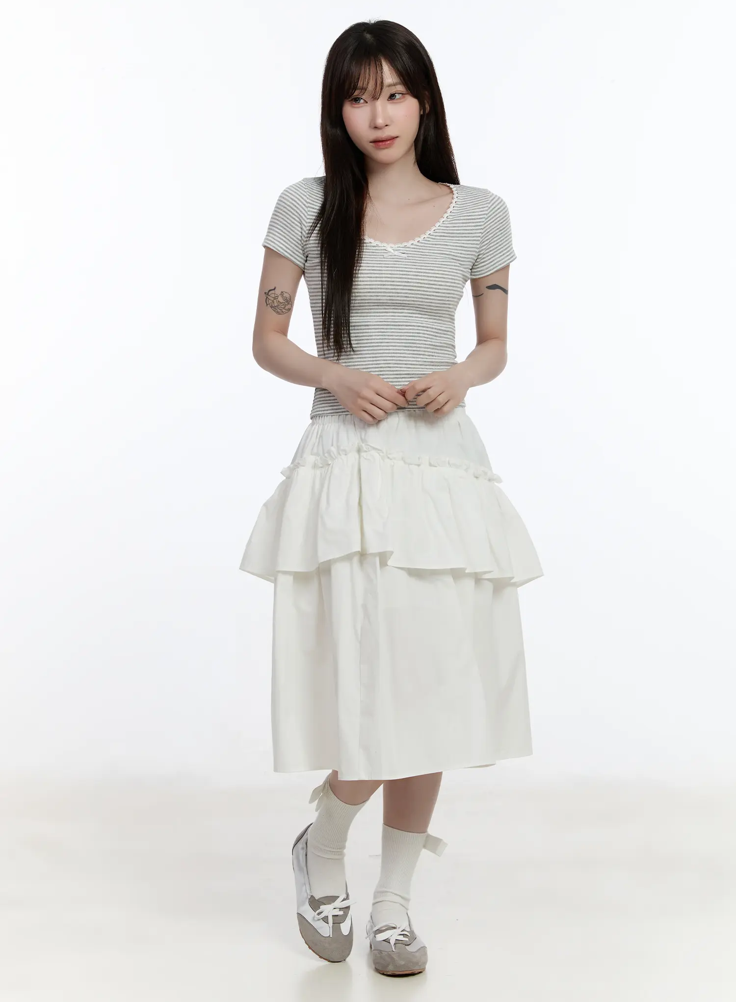 Scoop Neck Striped Lace Top CA503 - Image 3