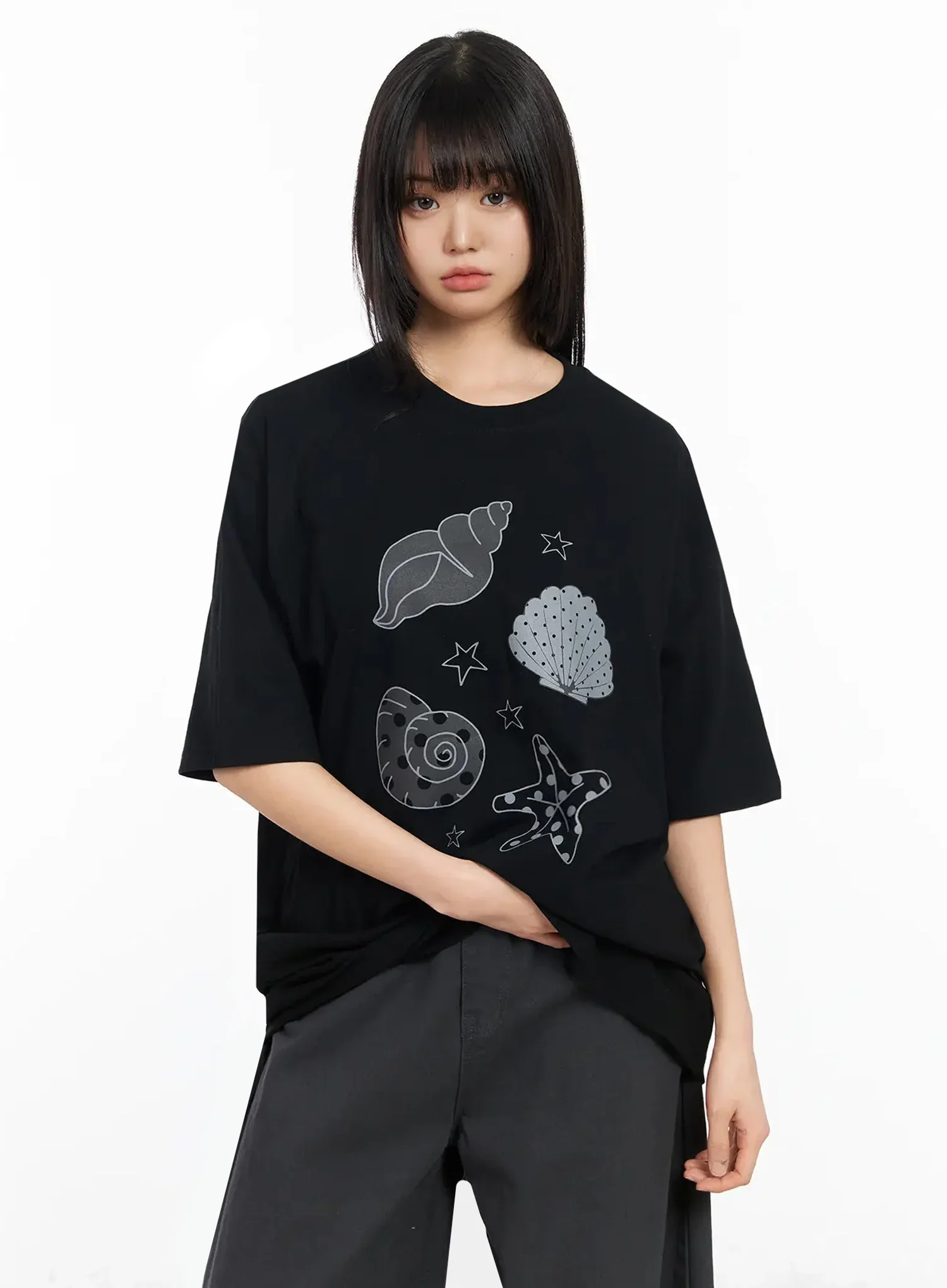 Seashell Graphic Oversized T-Shirt IA523 - Image 14