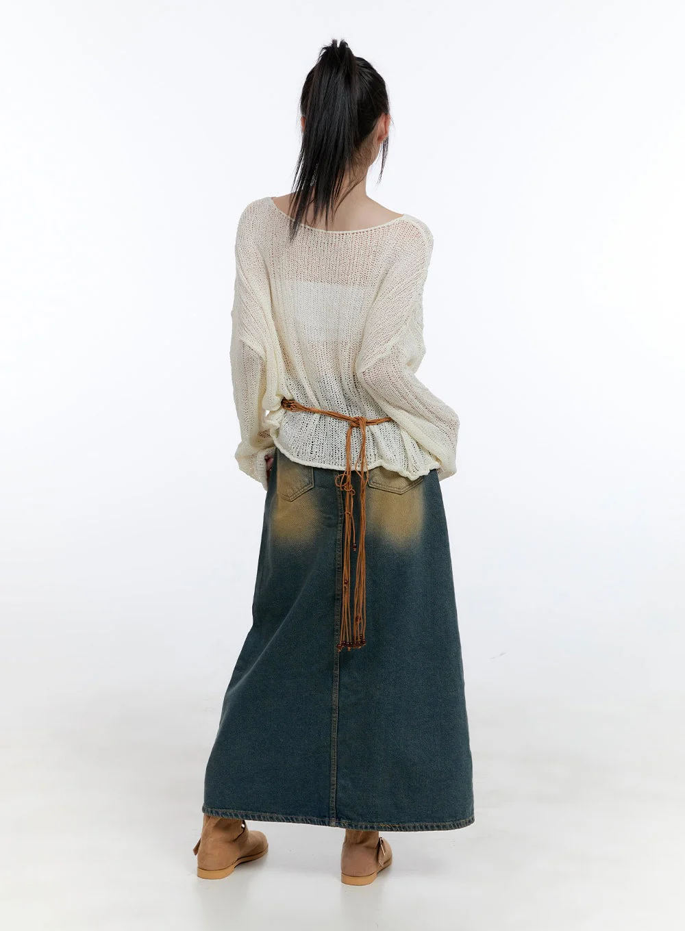 See-Through Knit Boat Neck Sweater CG413 - Image 4