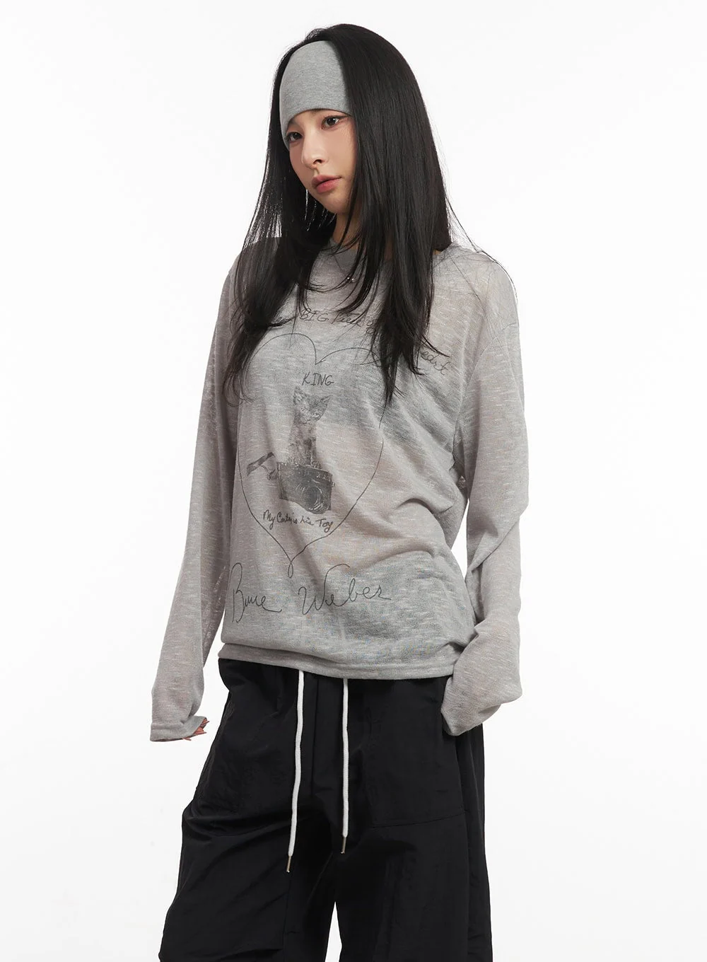 Sheer Art Graphic Long-Sleeve Top CA504 - Image 7