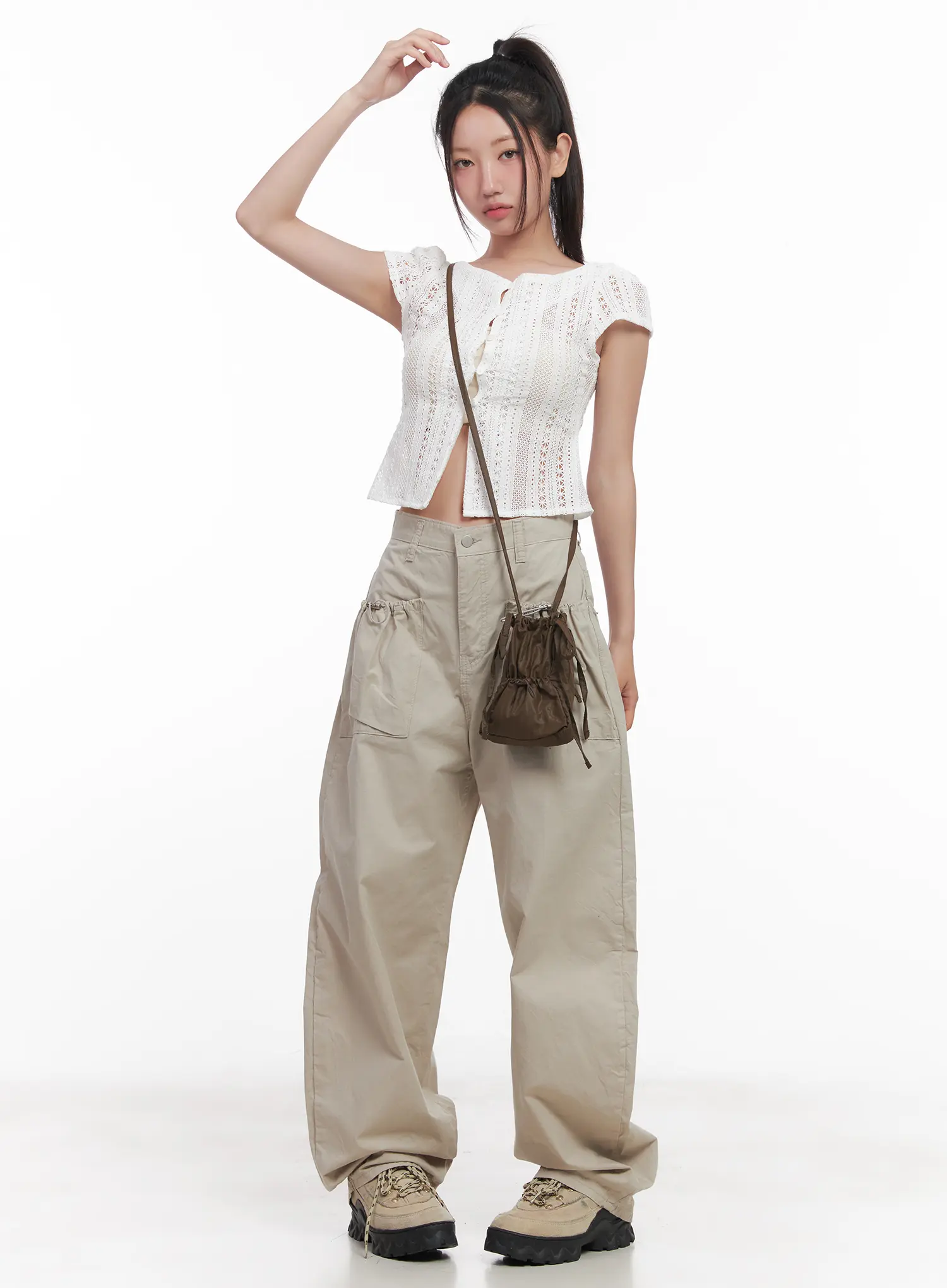 Sheer Buttoned Cropped Shirt CU516