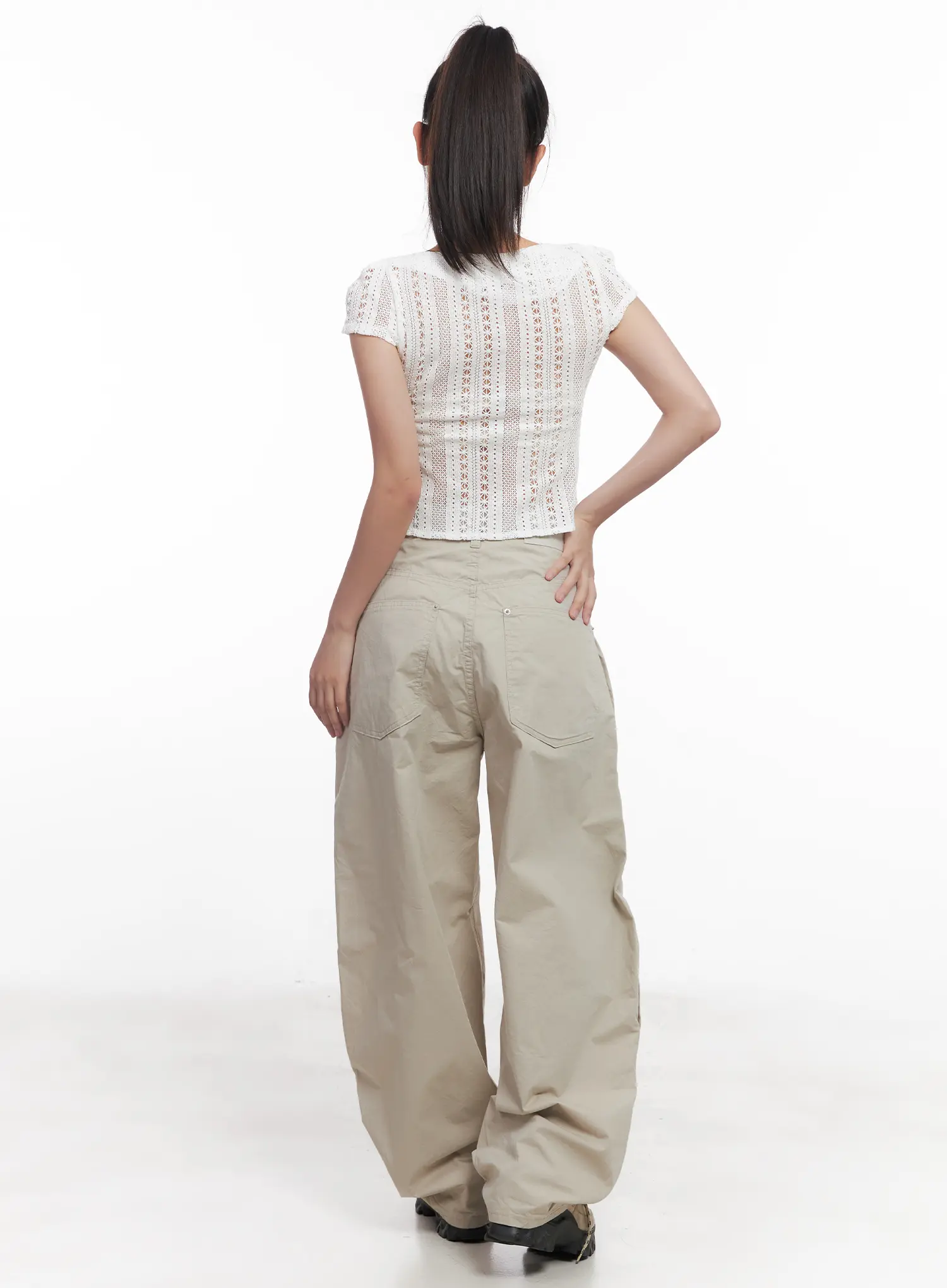 Sheer Buttoned Cropped Shirt CU516 - Image 5