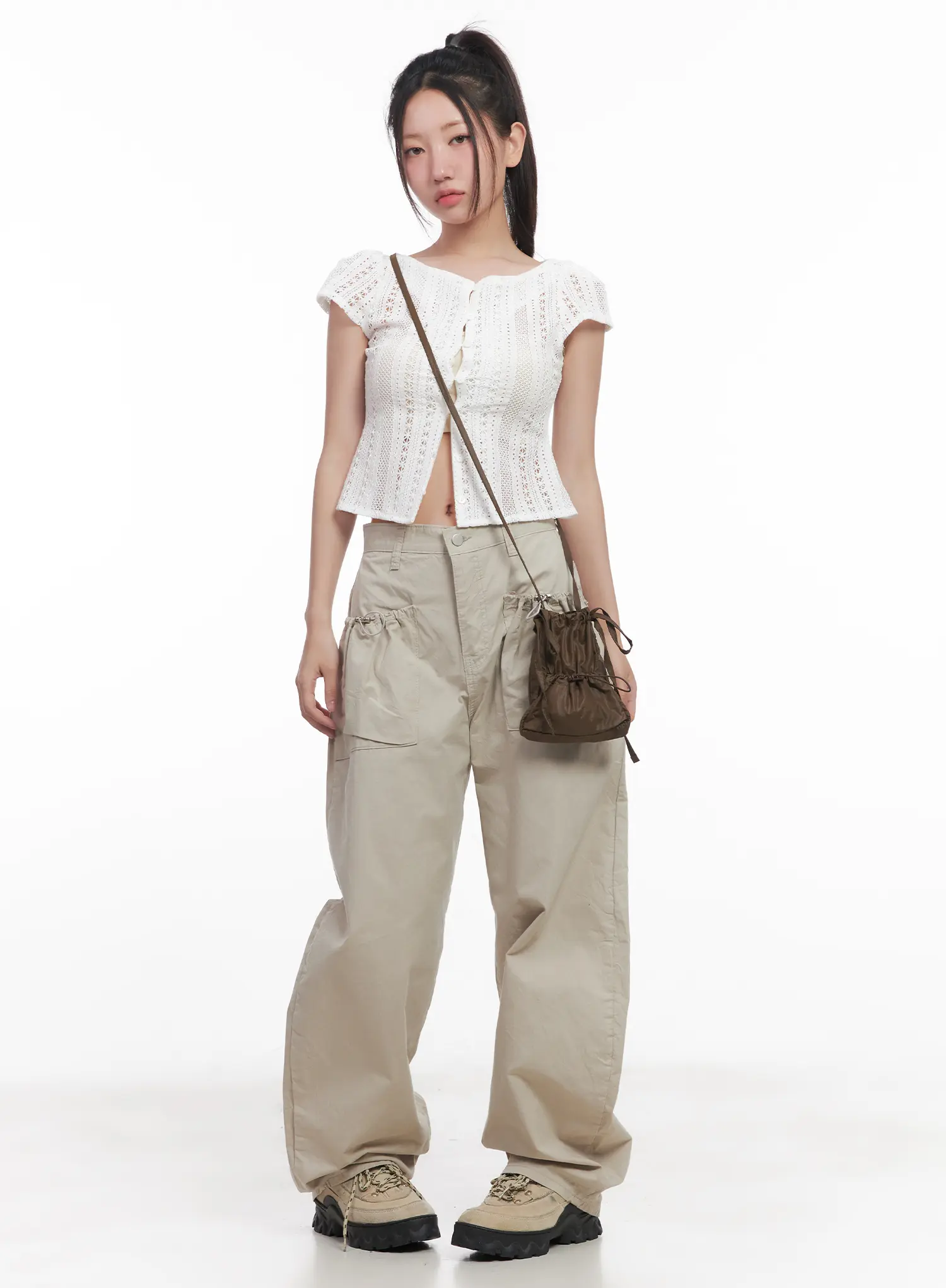 Sheer Buttoned Cropped Shirt CU516 - Image 8