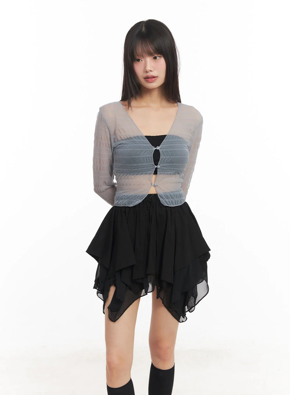 Sheer Chic Buttoned Cardigan CA523 - Image 10