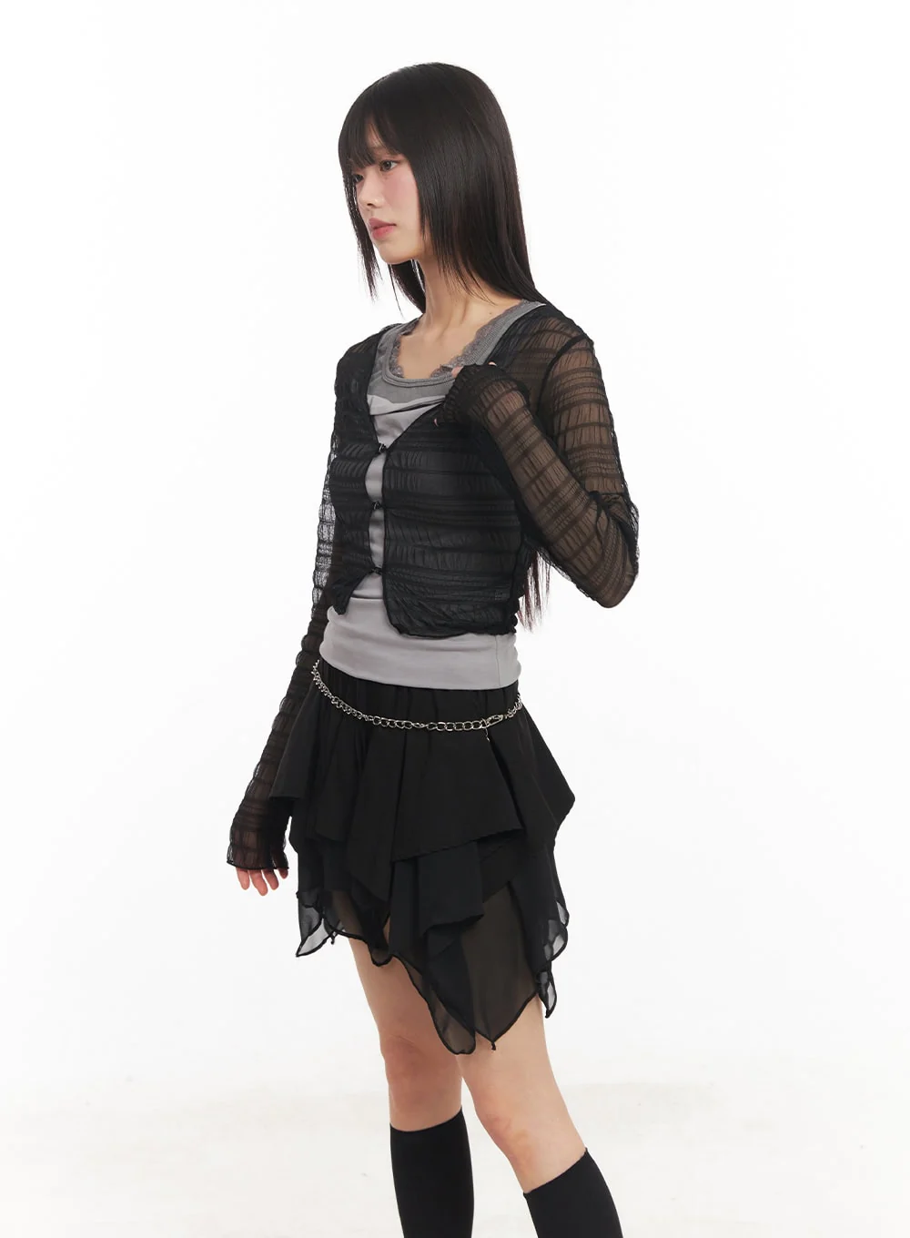 Sheer Chic Buttoned Cardigan CA523 - Image 3