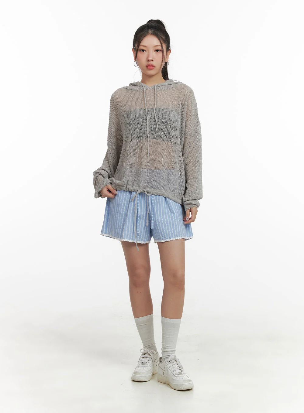 Sheer Drawstring Hoodie OA416 - Image 2