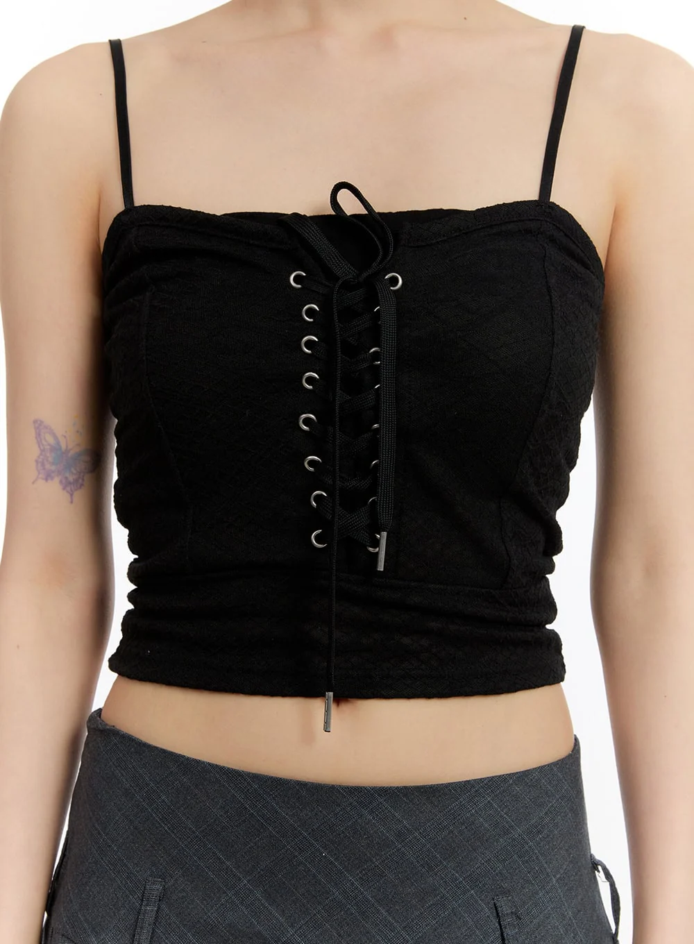 Sheer Floral Lace-Up Corset Cami Top CM513 - Image 11