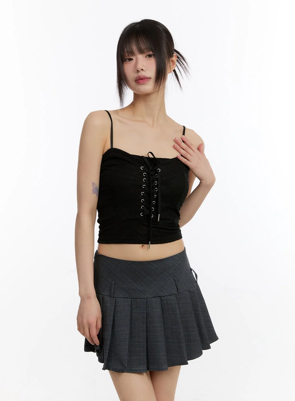 Sheer Floral Lace-Up Corset Cami Top CM513 - Image 2