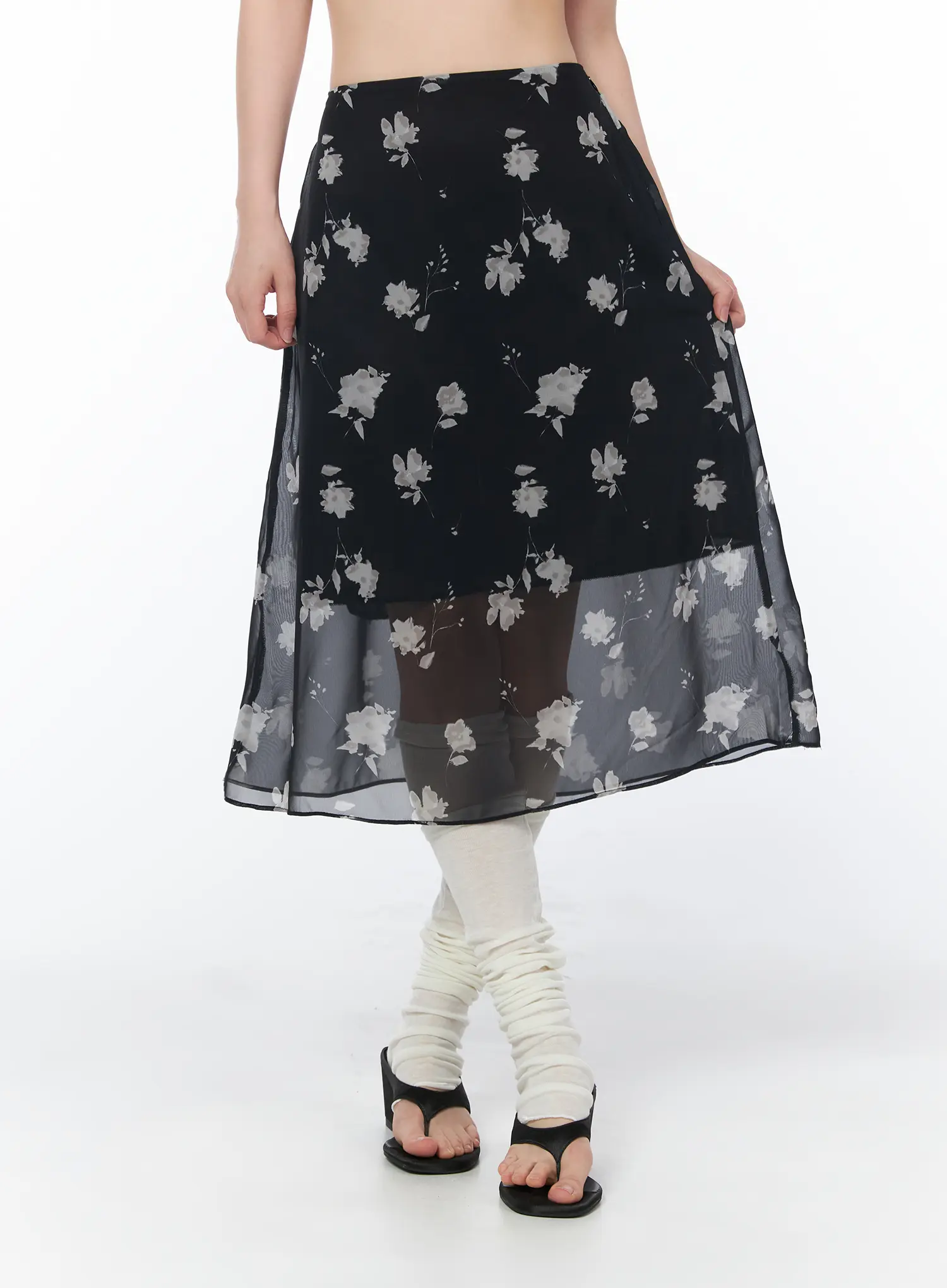 Sheer Floral Midi Skirt CY508 - Image 2