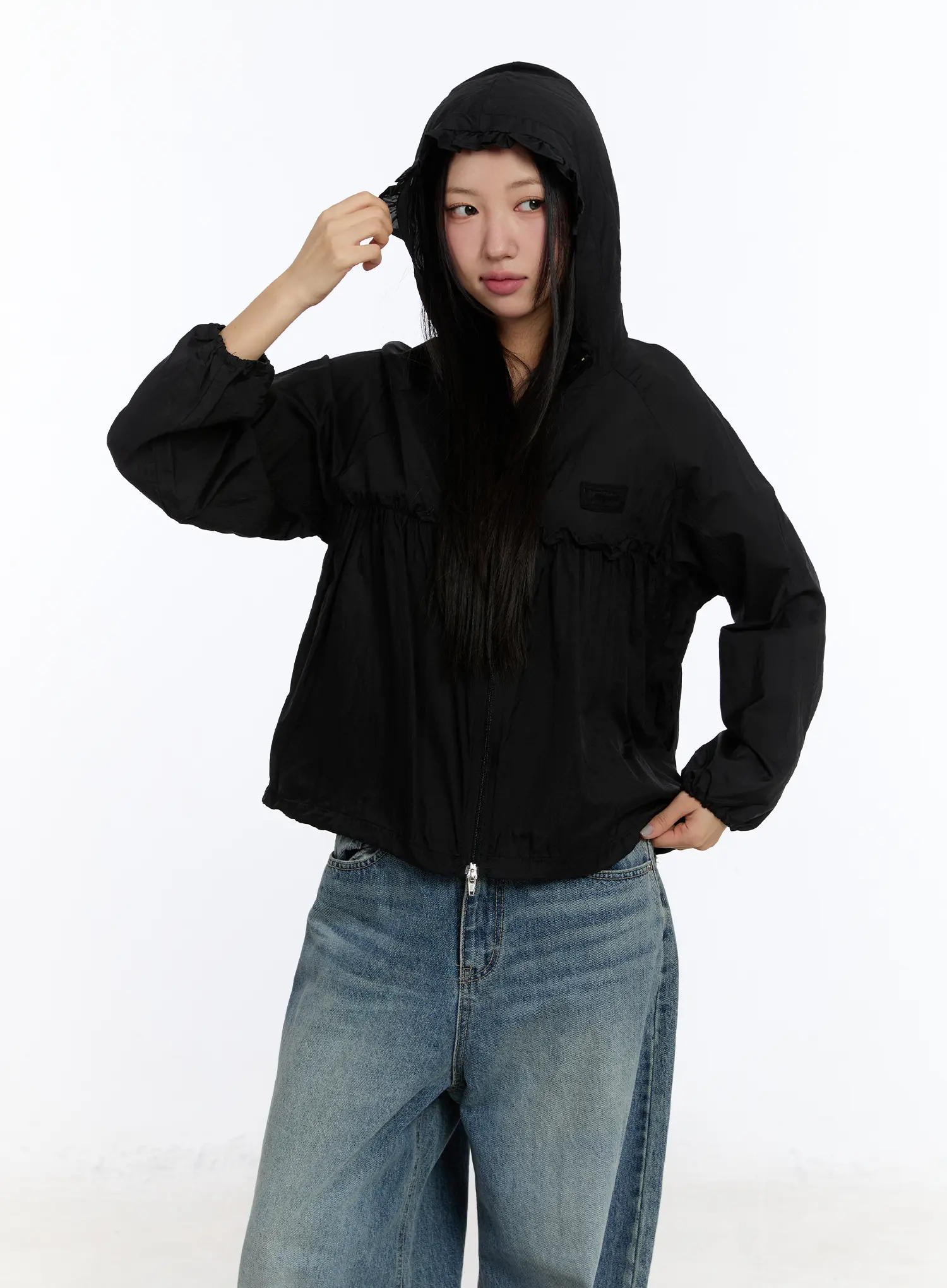 Sheer Hooded Zip Up Jacket CF510 - Image 2