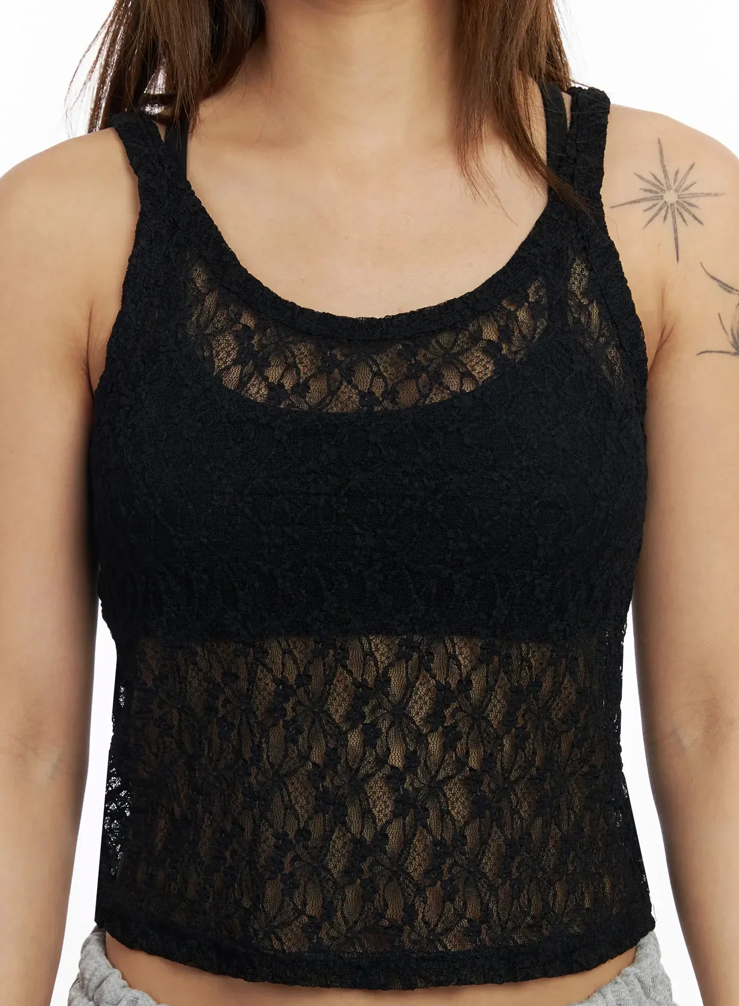 Sheer Lace Crop Tank IY501 - Image 3