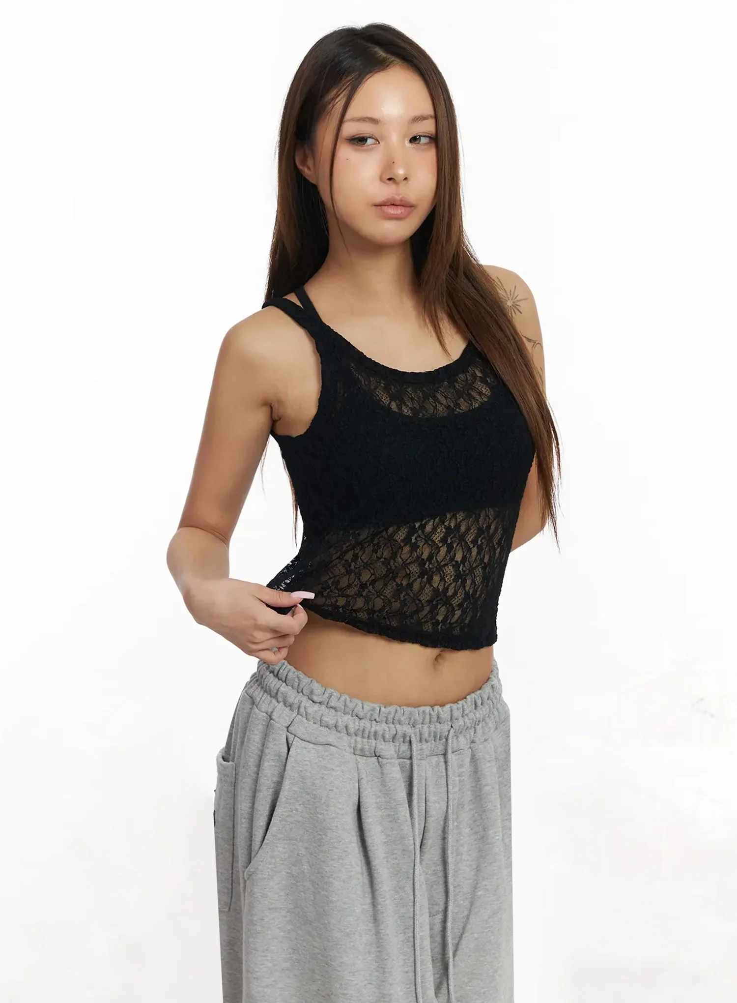 Sheer Lace Crop Tank IY501 - Image 7