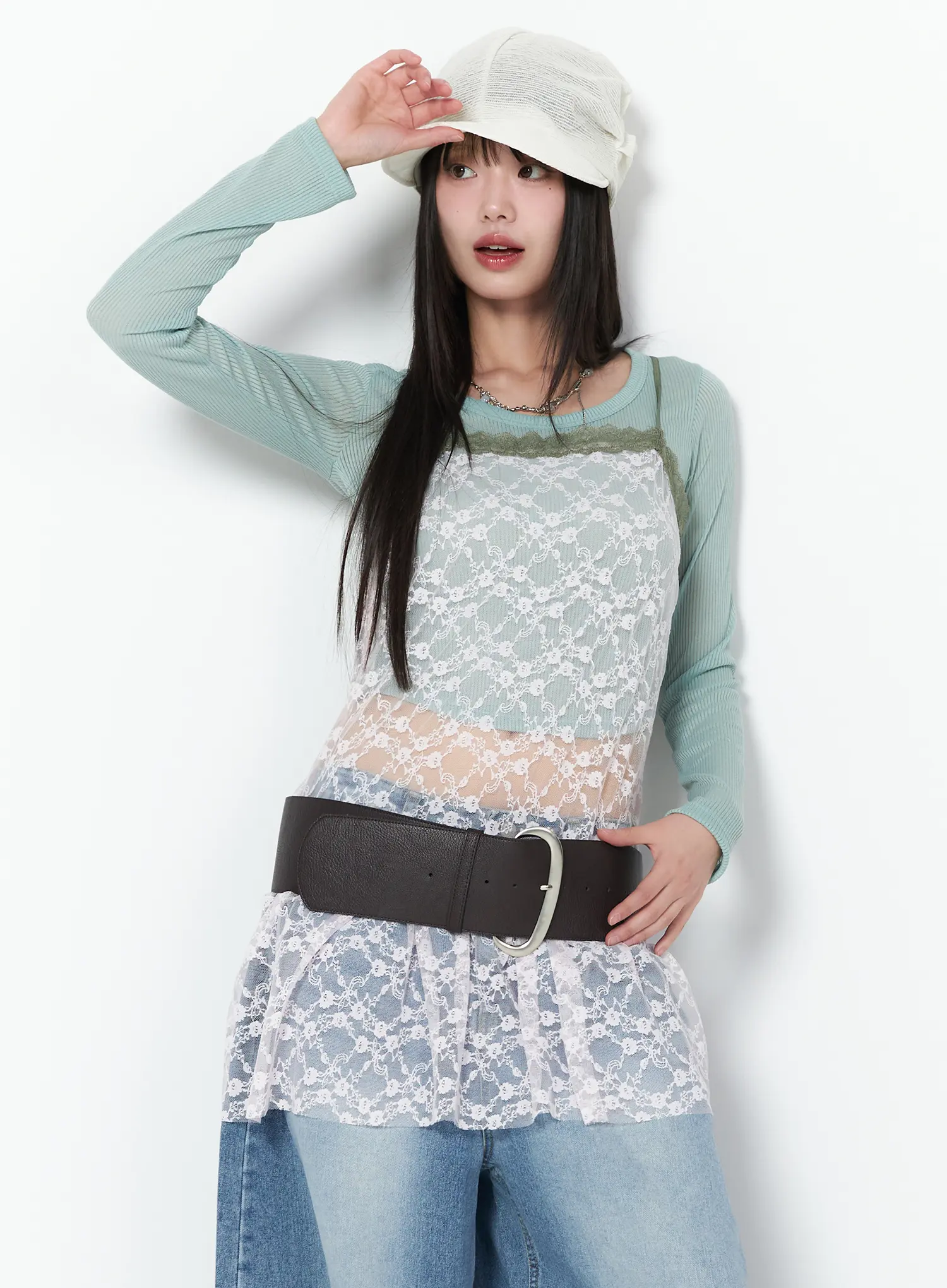 Sheer Lace Layered Mini Dress CA528