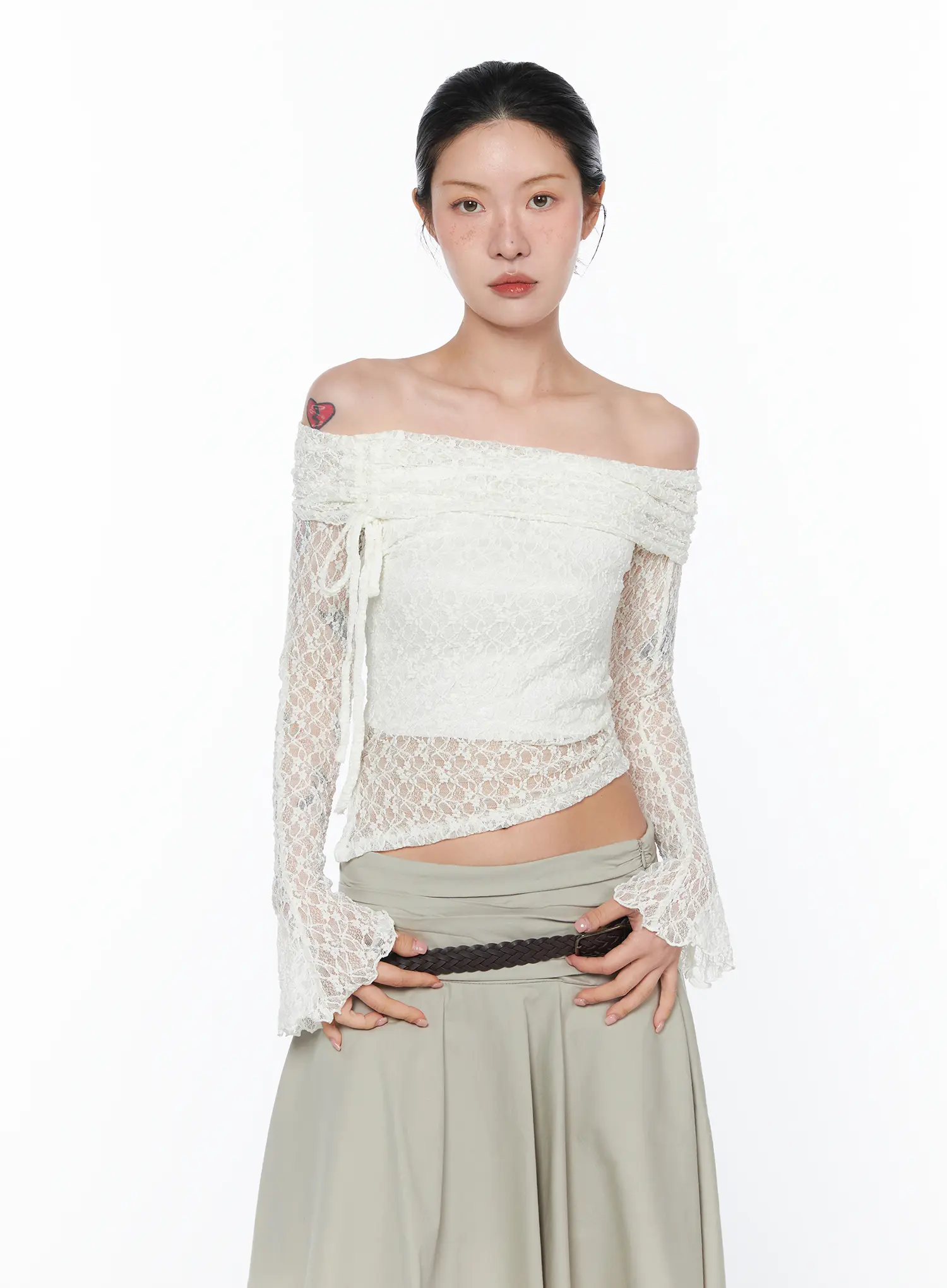 Sheer Off-Shoulder Lace Top CA524 - Image 10