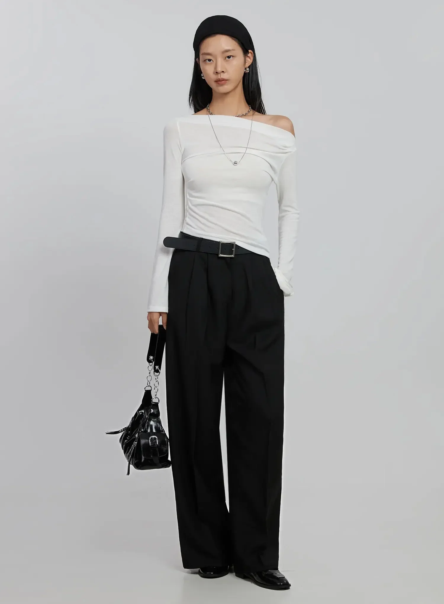 Sheer Off-Shoulder Long Sleeve Top ID516 - Image 12
