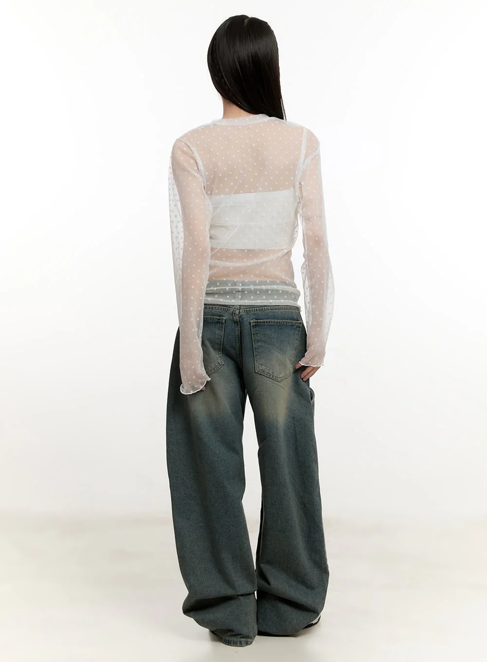 Sheer Polka-Dot Long-Sleeve Top CM513 - Image 7
