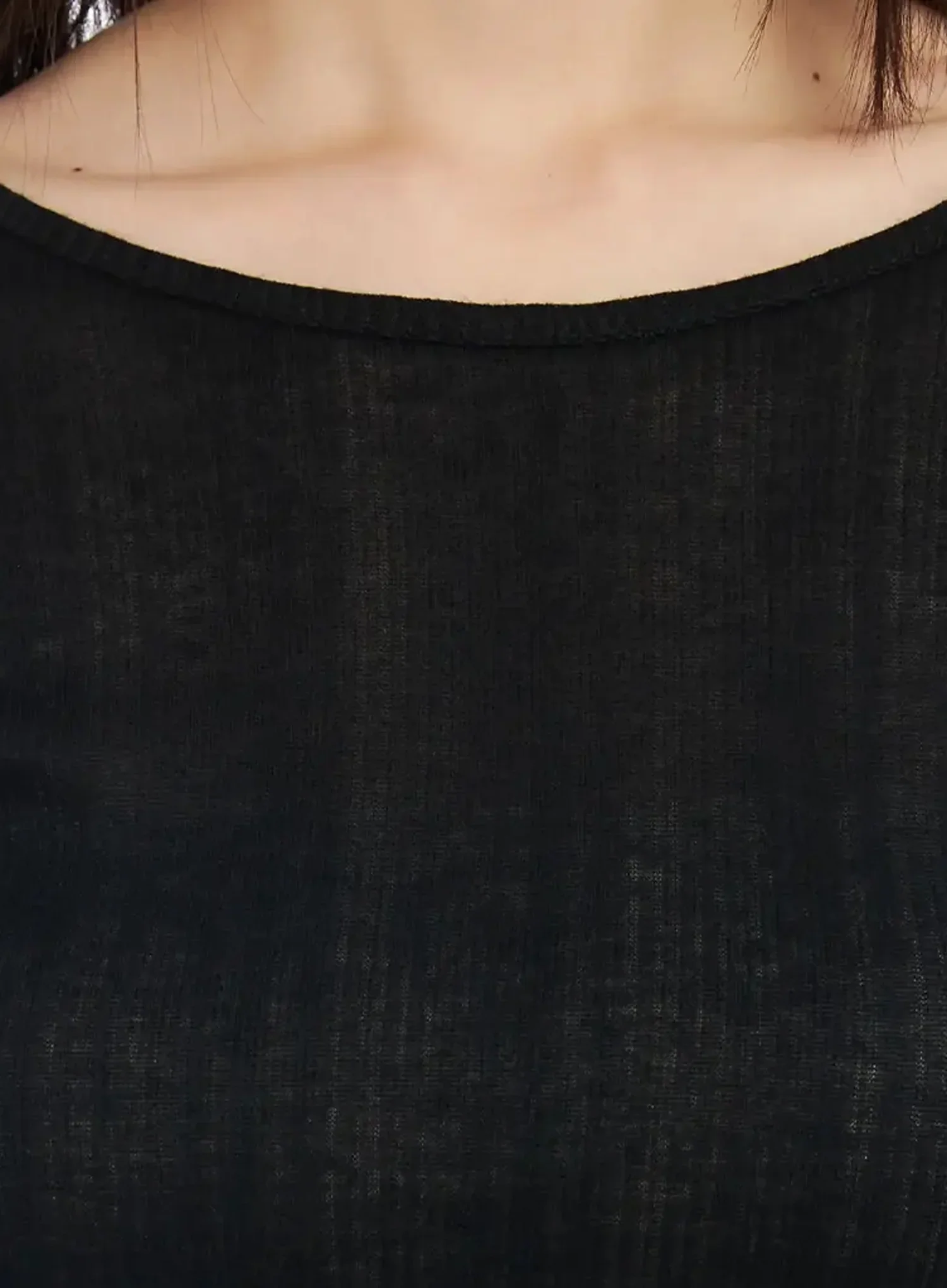 Sheer Ribbed Long Sleeve Top IM530 - Image 3