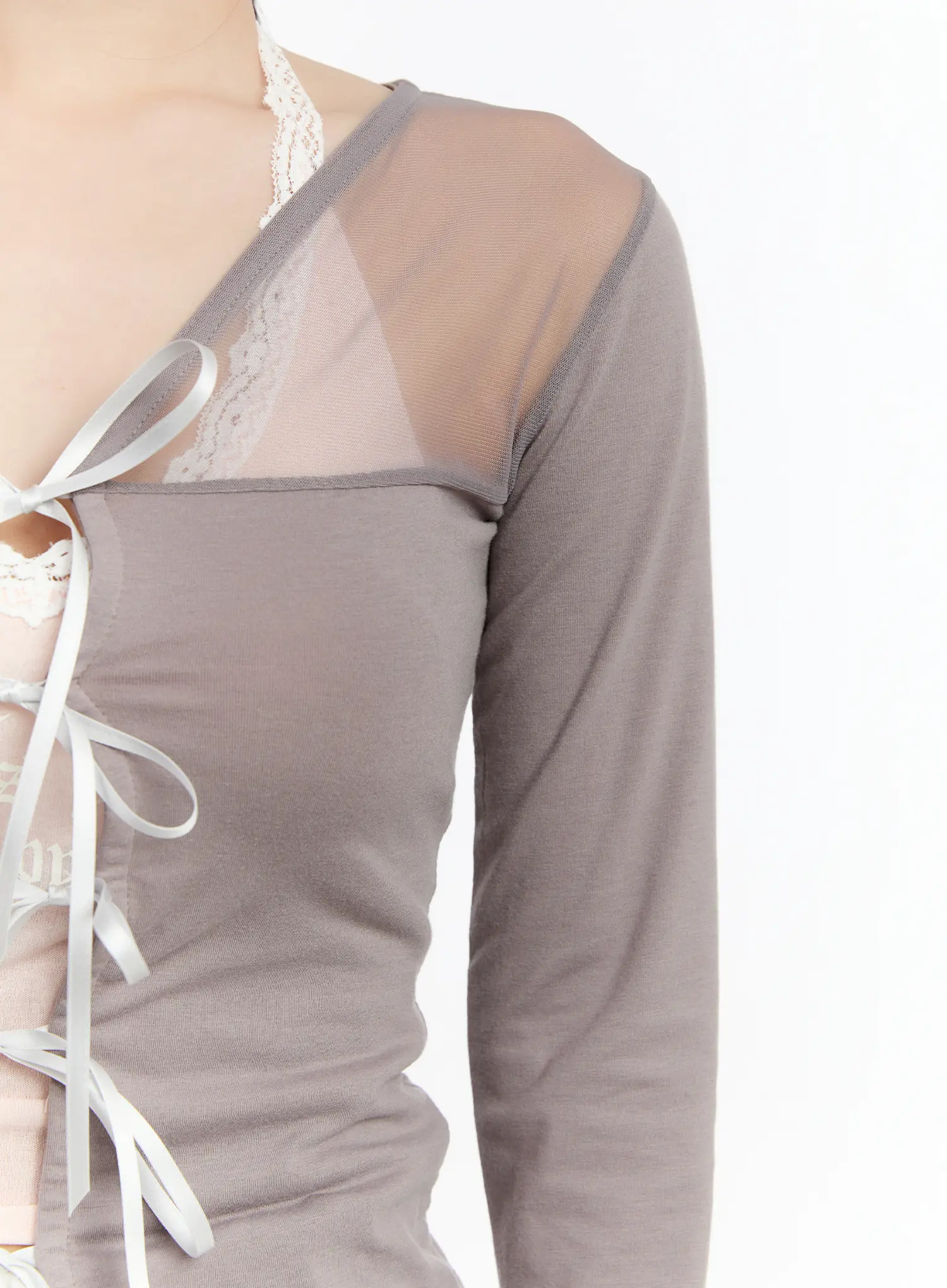 Sheer Ribbon Mesh Cardigan CM511 - Image 9