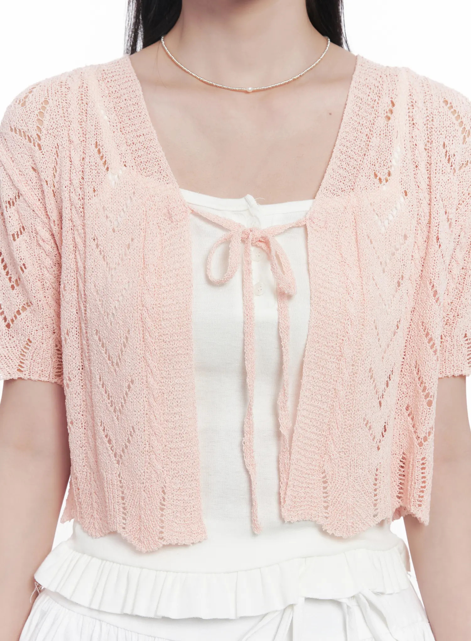 Sheer Short-Sleeve Cardigan CU523 - Image 4