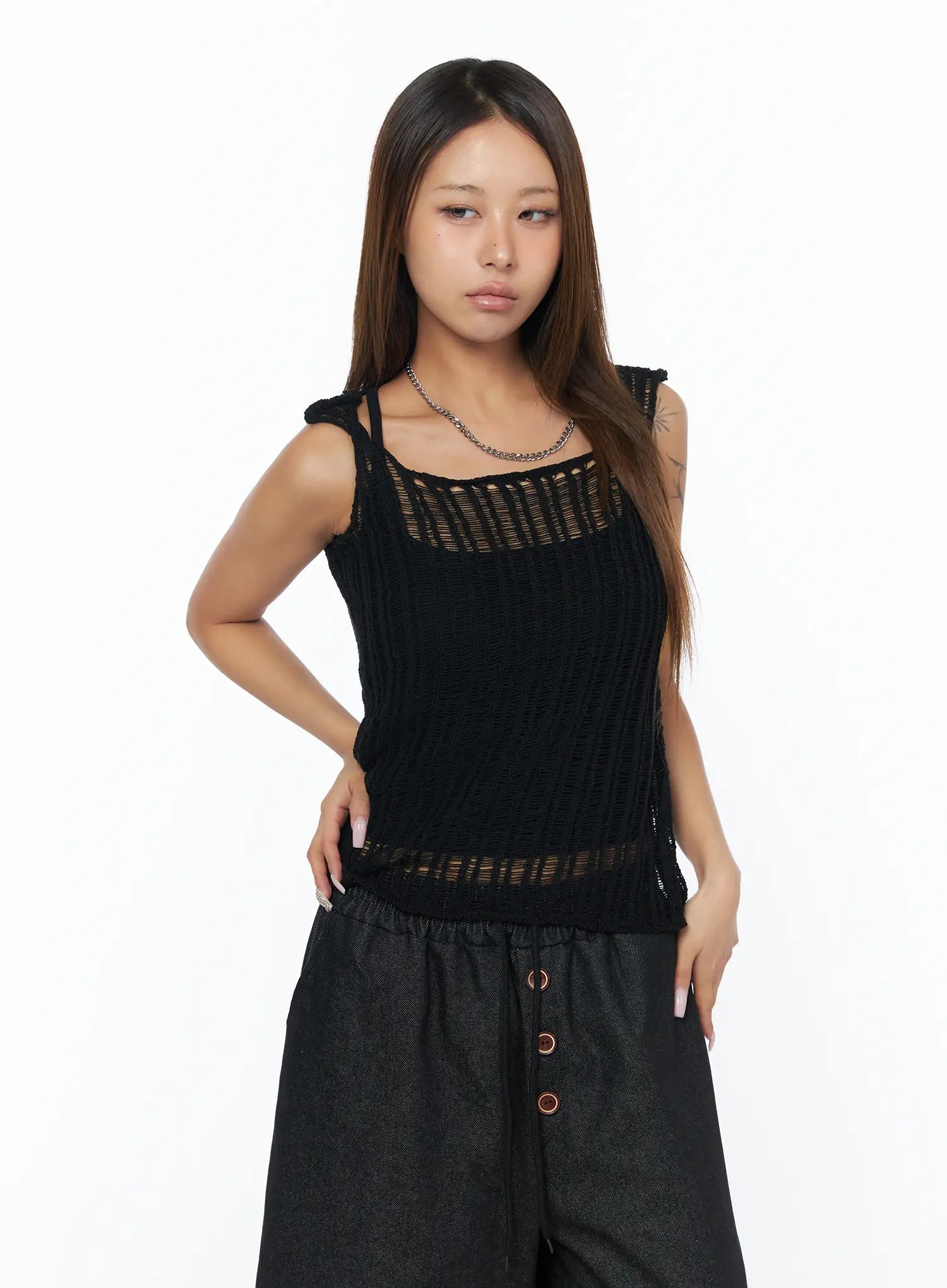 Sheer Summer Knit Sleeveless Top CA517 - Image 11