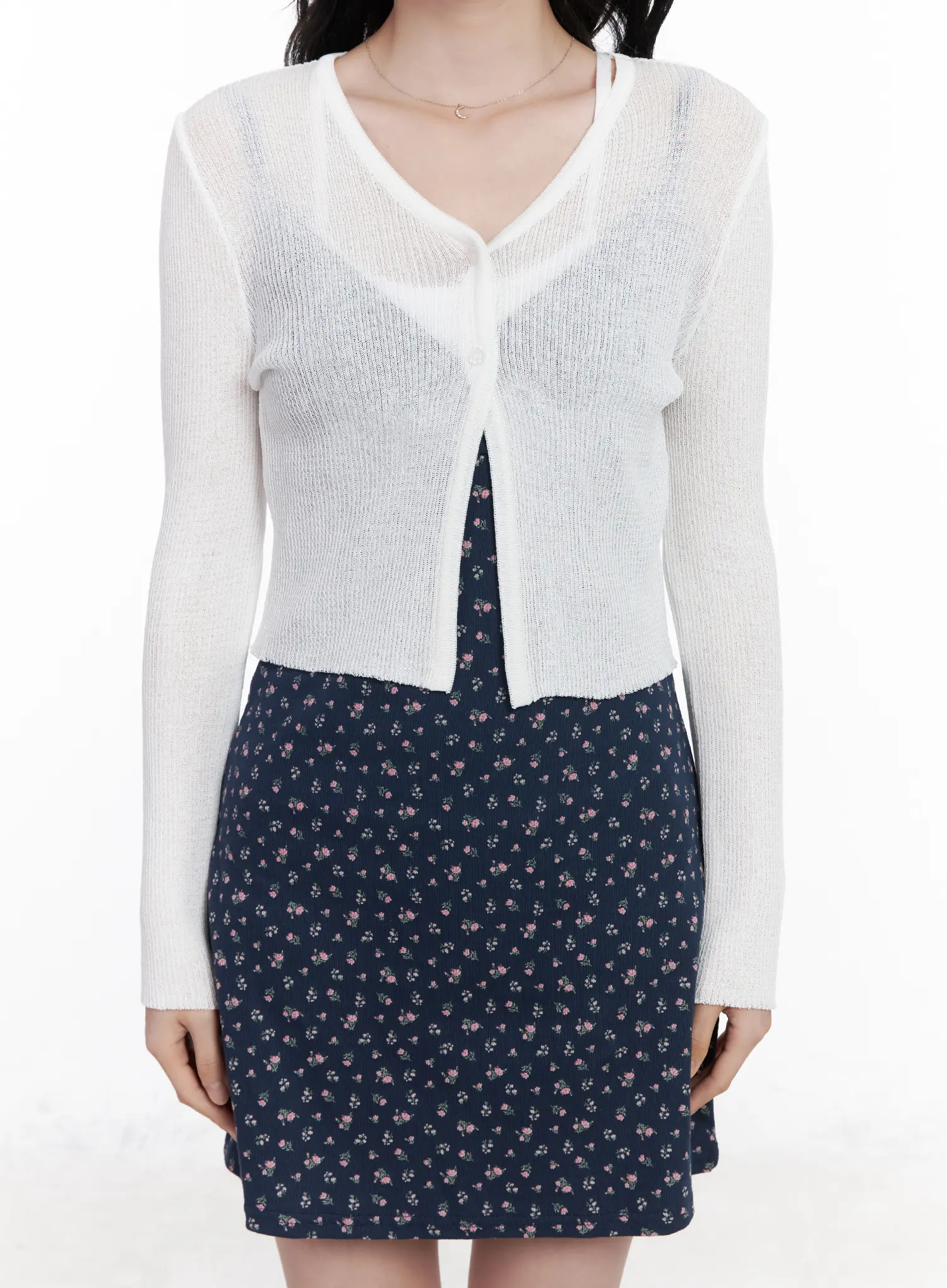 Sheer Two-Button Cardigan CA509 - Image 4