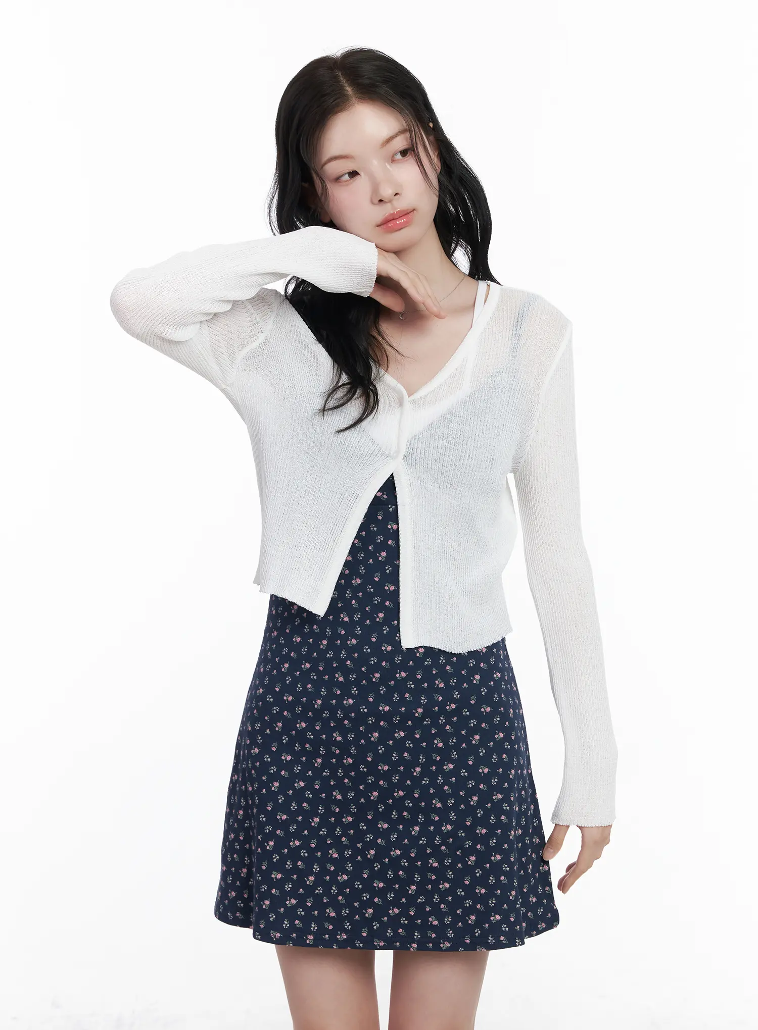 Sheer Two-Button Cardigan CA509 - Image 5