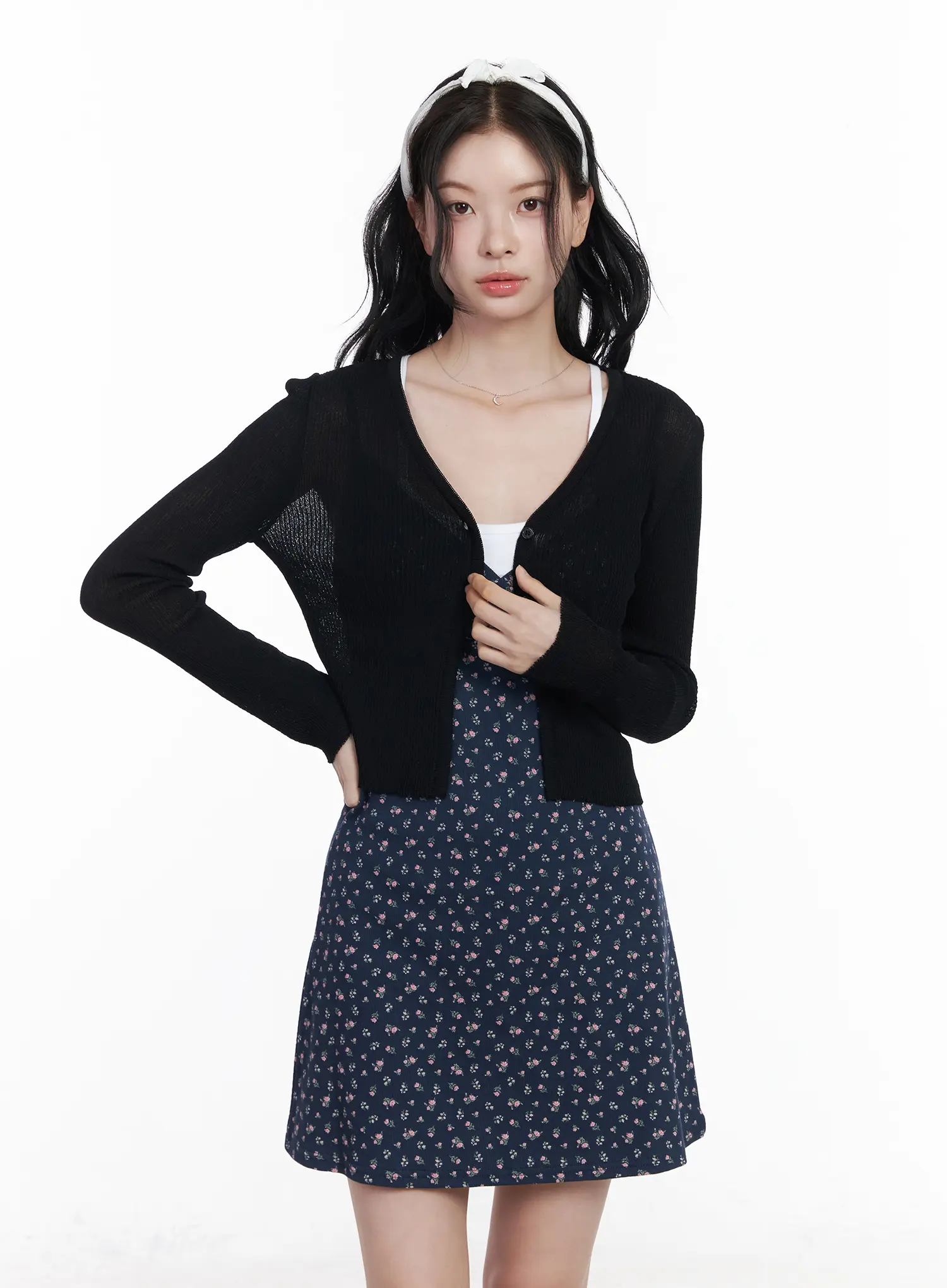 Sheer Two-Button Cardigan CA509 - Image 6