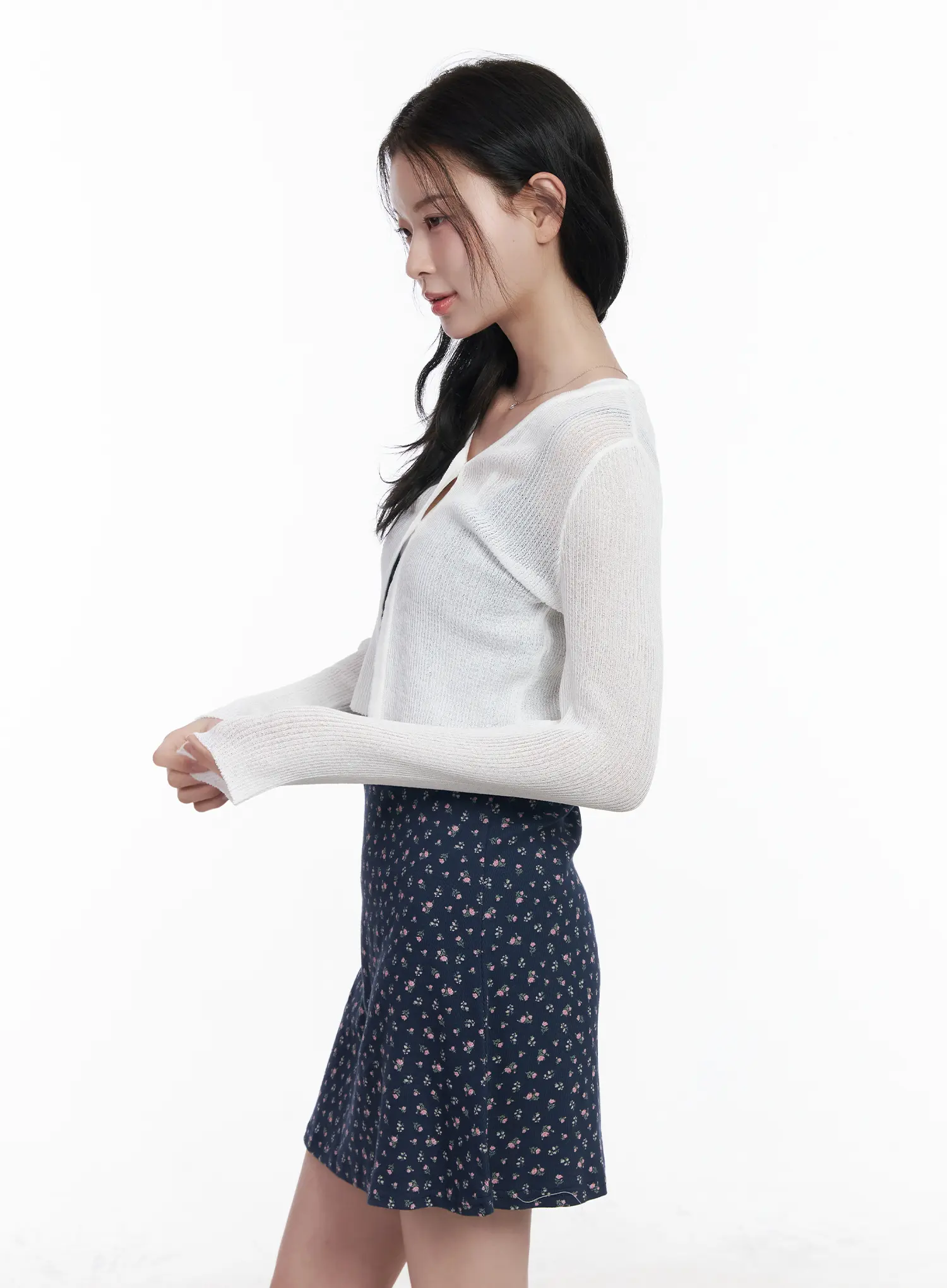 Sheer Two-Button Cardigan CA509 - Image 7