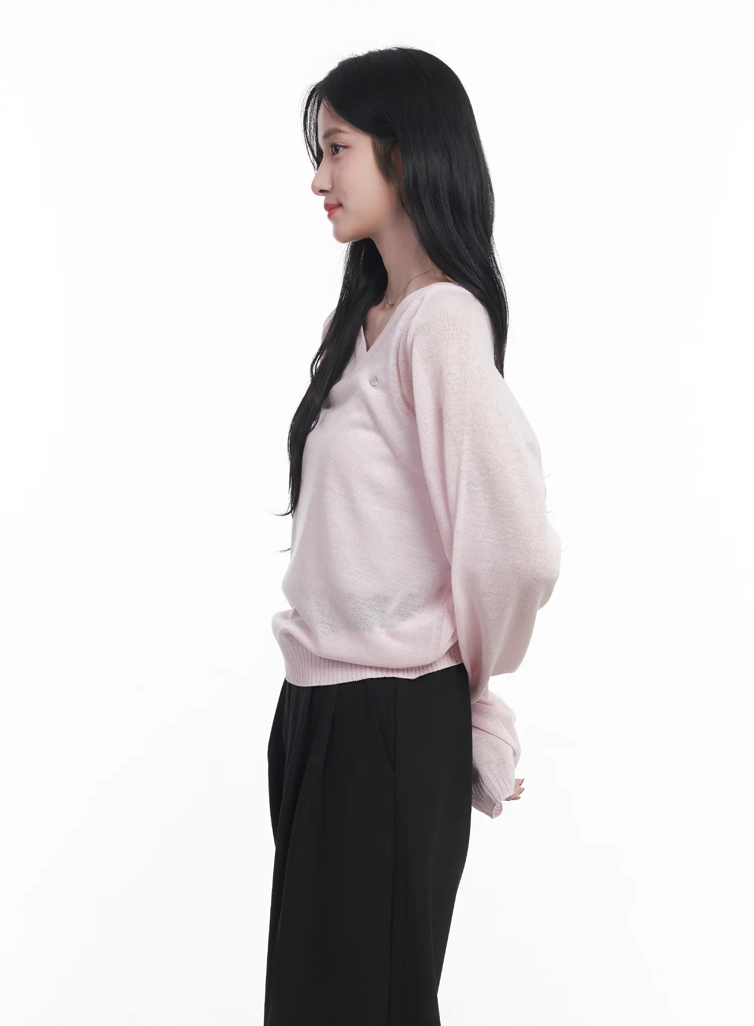 Sheer V-Neck Sweater CU523 - Image 4