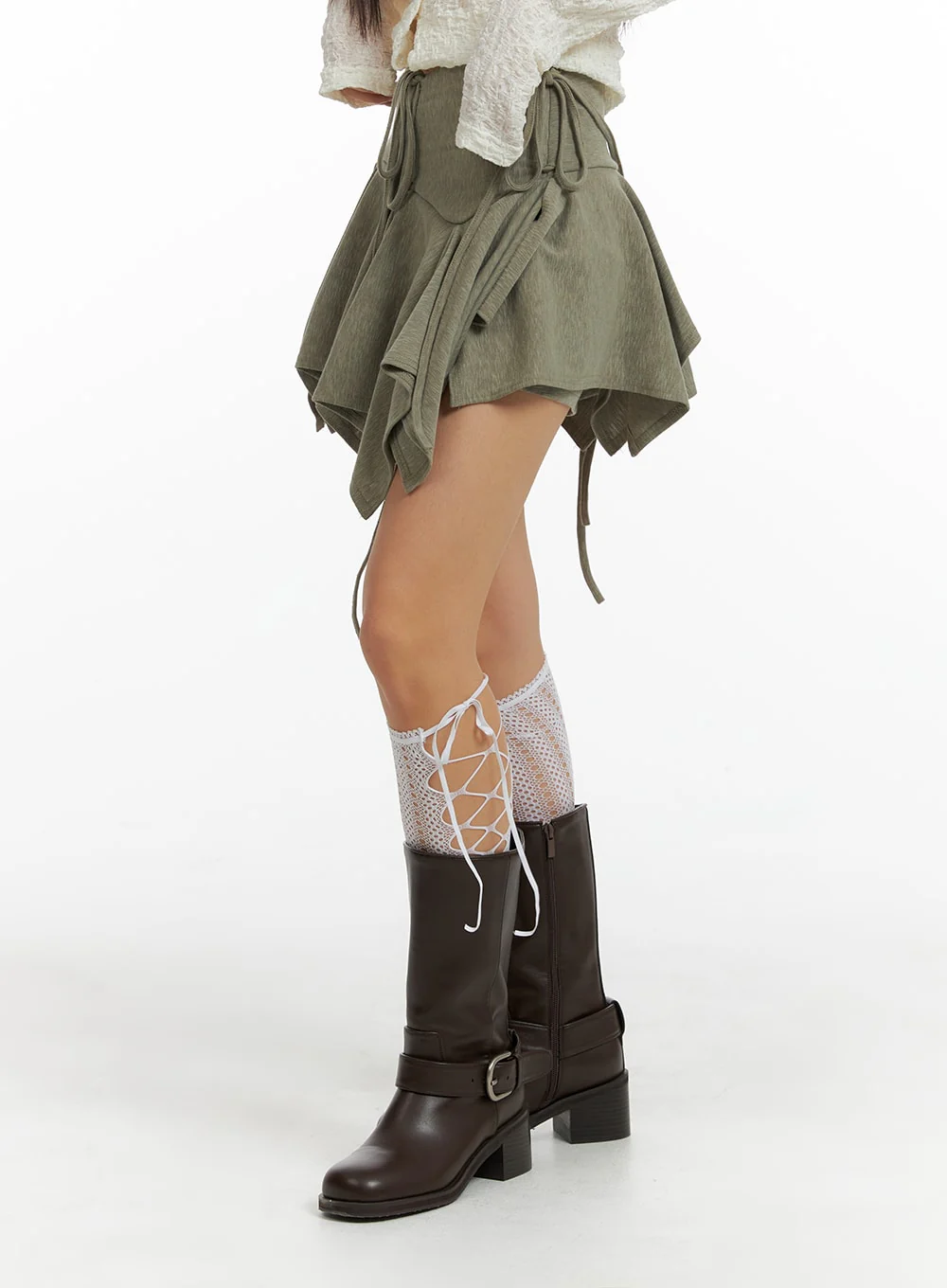 Shirred Hem Bowknot Mini Skirt CF426 - Image 3