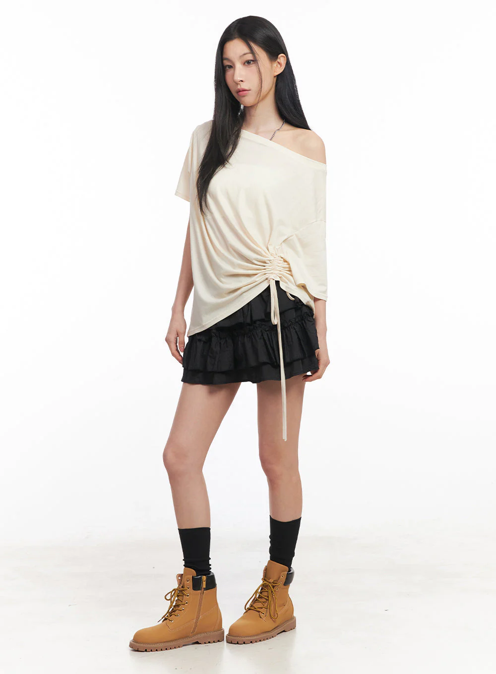 Shirred One-Shoulder Top IY516 - Image 11