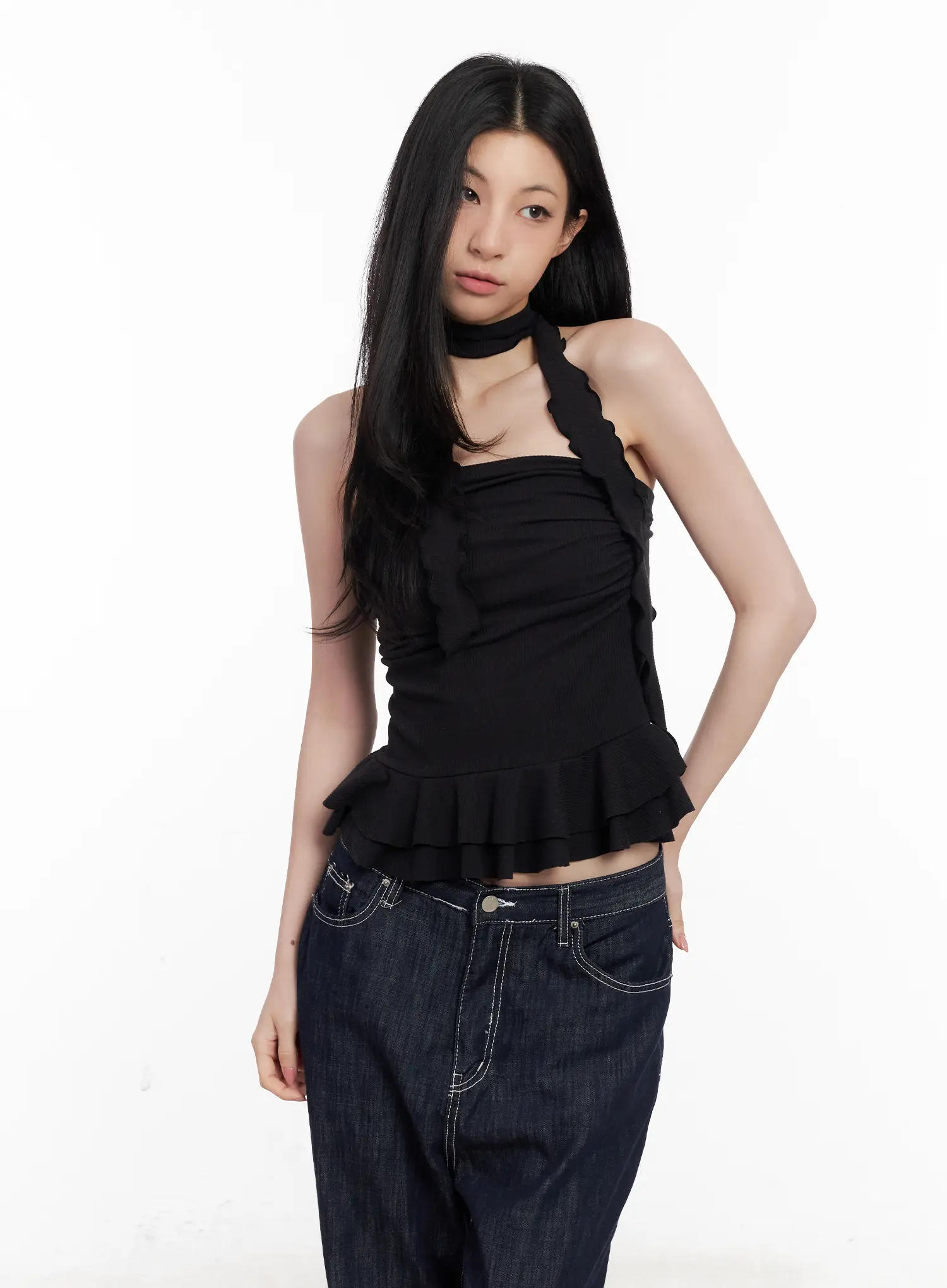 Shirred Ruffle Tube Top and Scarf Set CL501 - Image 12
