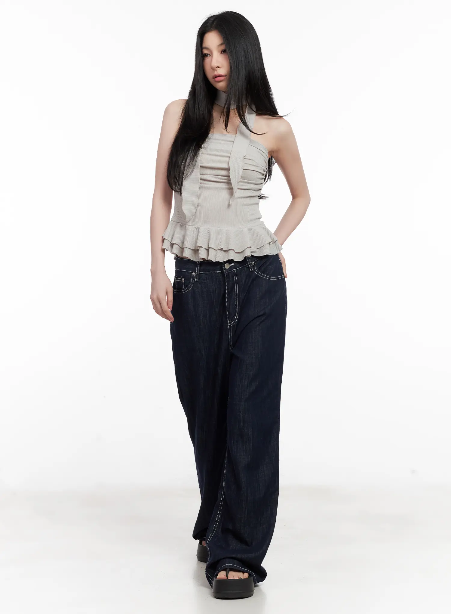 Shirred Ruffle Tube Top and Scarf Set CL501 - Image 15
