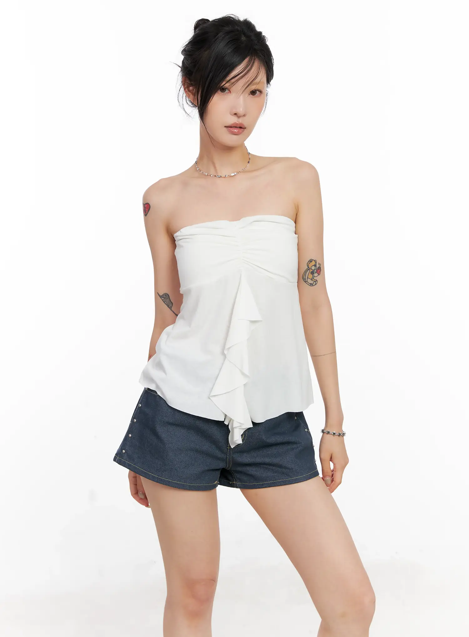 Shirred Ruffle Tube Top CL525 - Image 12