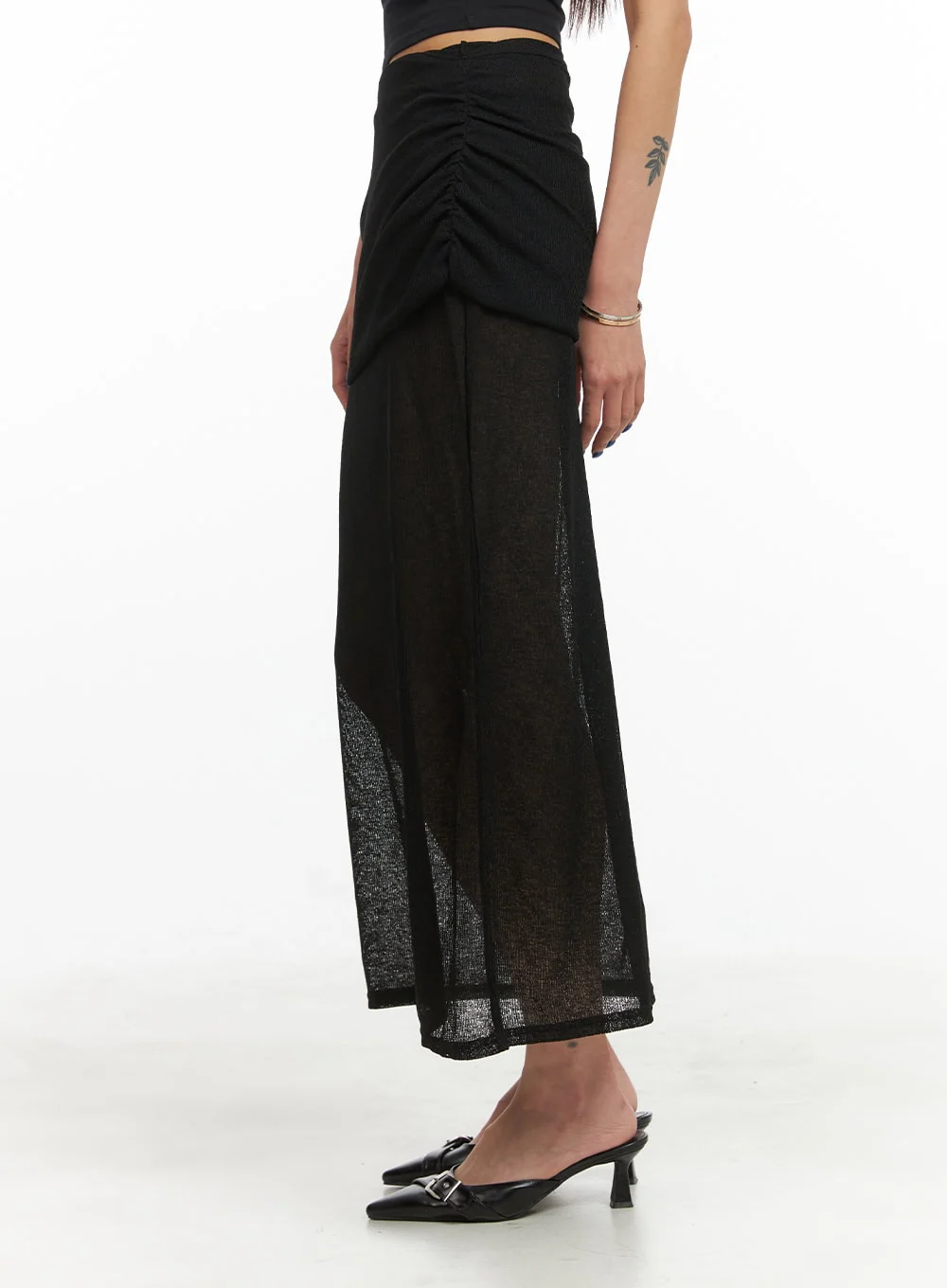 Shirred Sheer Maxi Skirt CY424 - Image 4