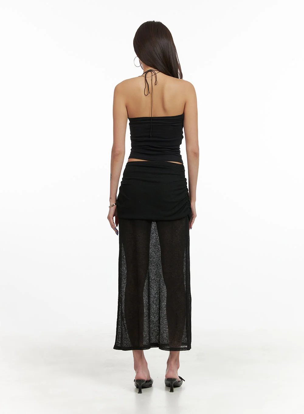 Shirred Sheer Maxi Skirt CY424 - Image 5