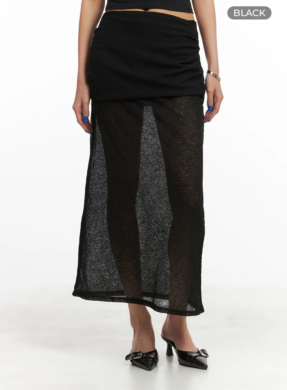 Shirred Sheer Maxi Skirt CY424 - Image 7