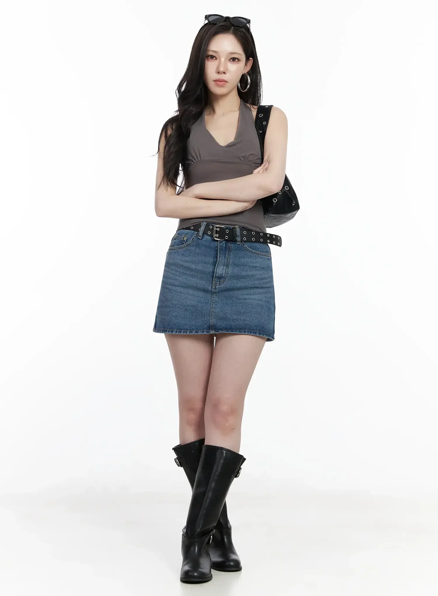 Shirred Sleeveless Halter Neck Tank Top IJ528 - Image 11