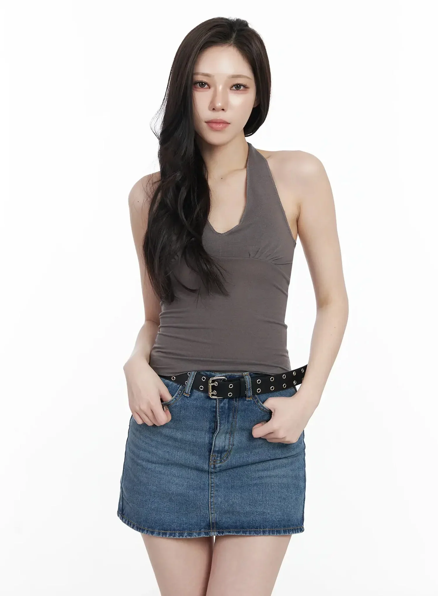 Shirred Sleeveless Halter Neck Tank Top IJ528 - Image 6