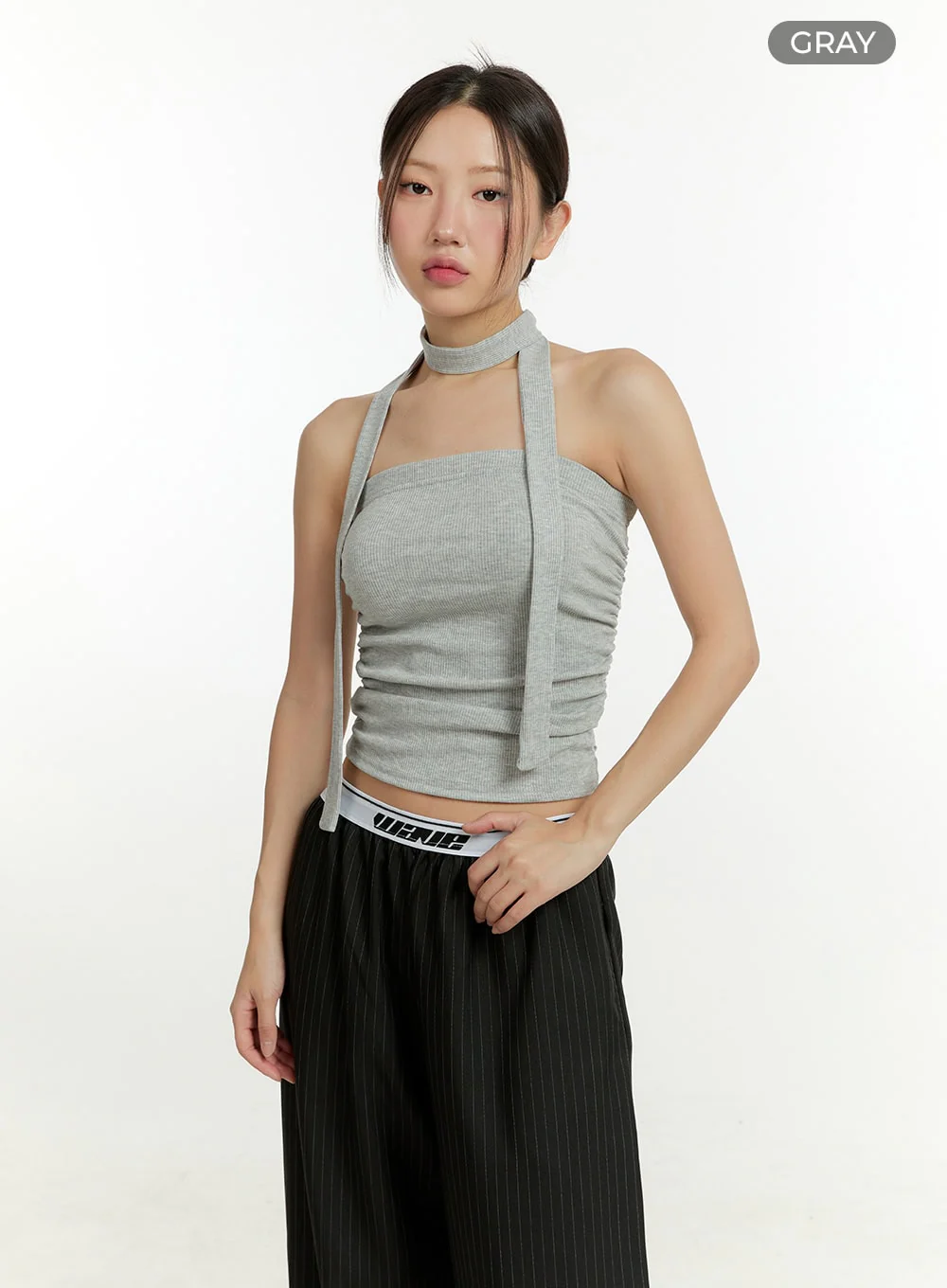 Shirred Tube Top with Thin Scarf Set CU426 - Image 8
