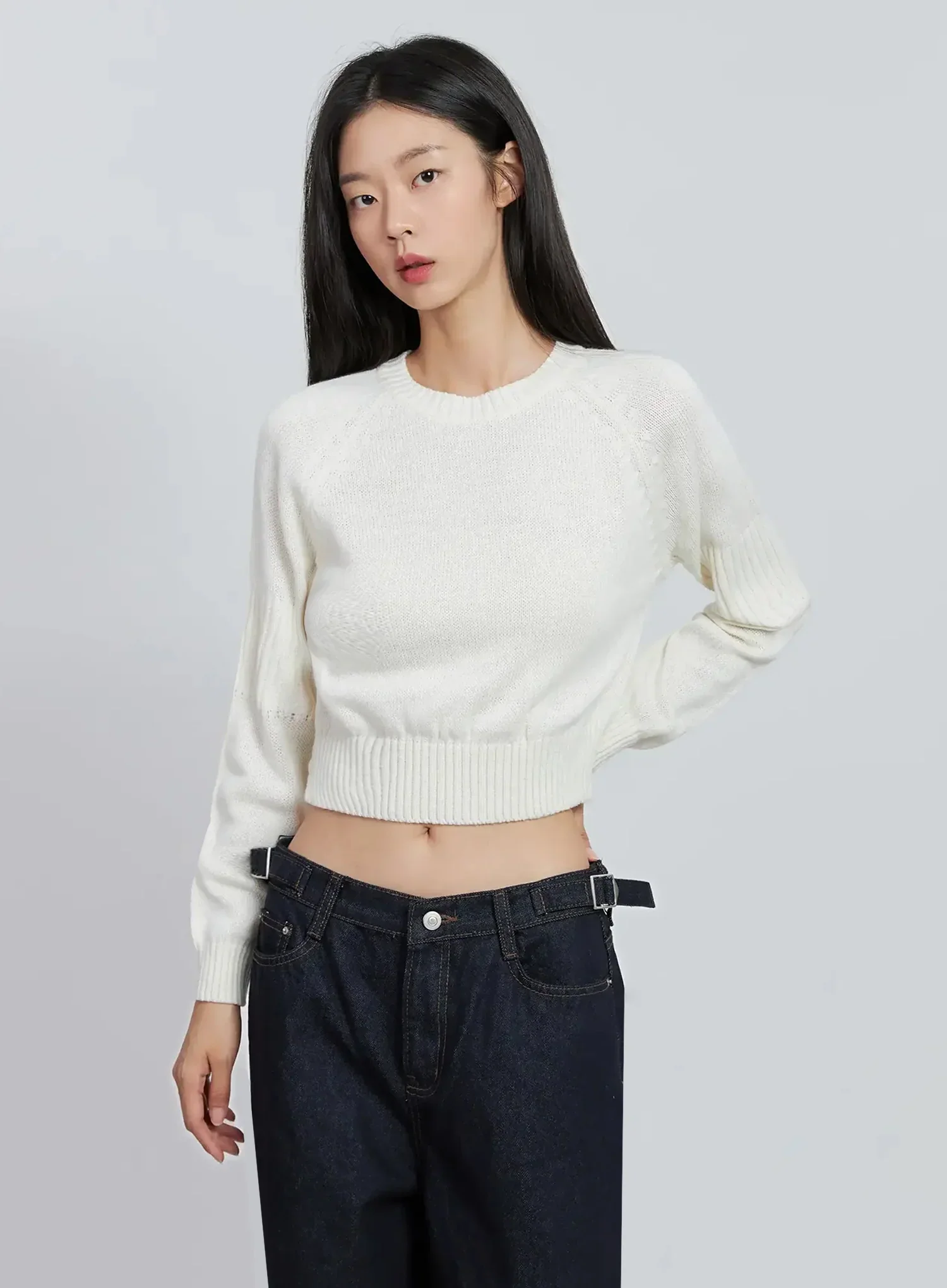 Side Button Cropped Knit IO530 - Image 14
