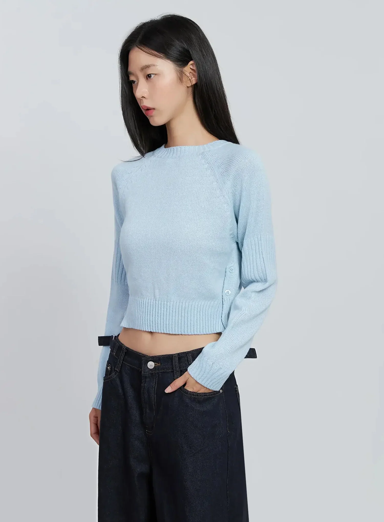 Side Button Cropped Knit IO530 - Image 15