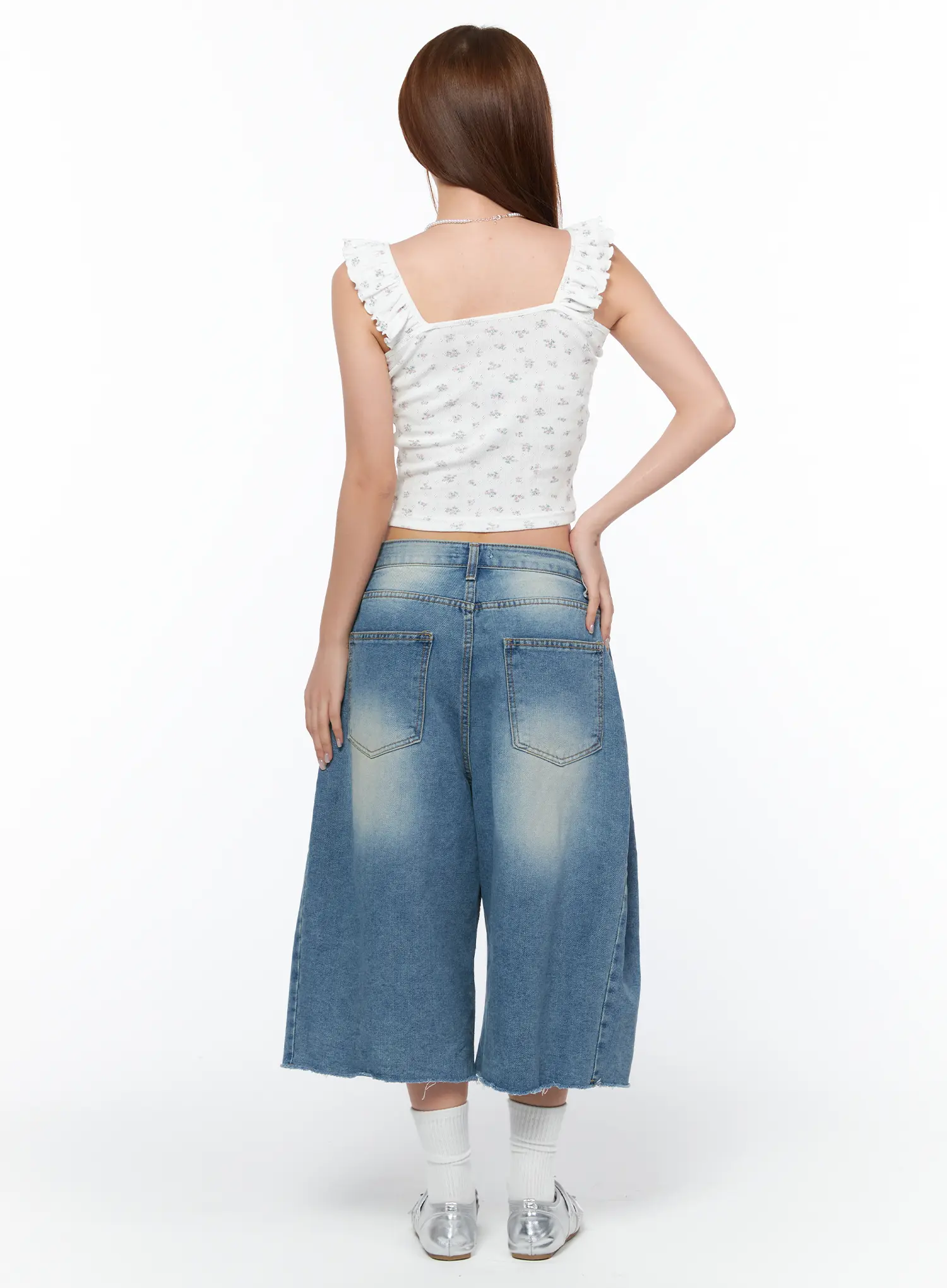 Side Pintuck Washed Bermuda Shorts CA514 - Image 7