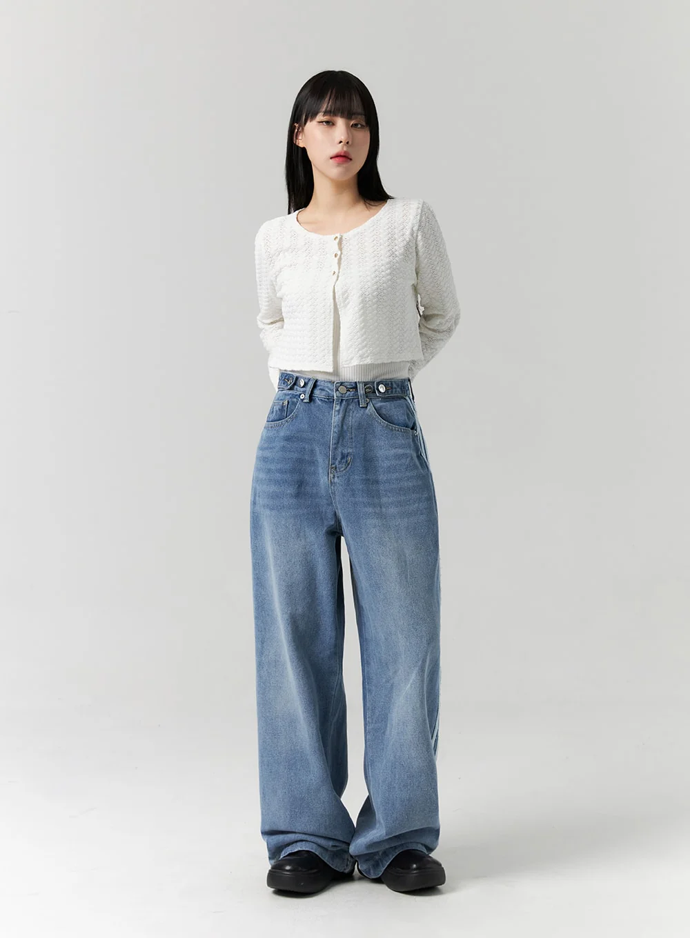 Side Stripes Wide Leg Jeans CS314 - Image 3